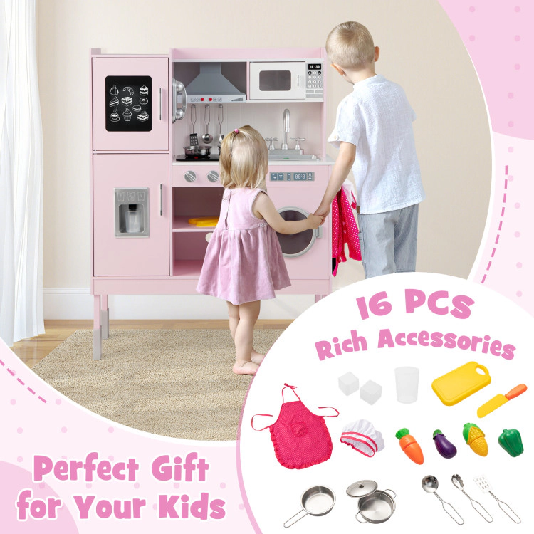 Hivvago Pretend Play Kitchen for Kids with 16 Pieces Accessories