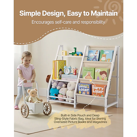 HONGGE Kids Bookshelf and Toy Storage Organizer for Kids Room