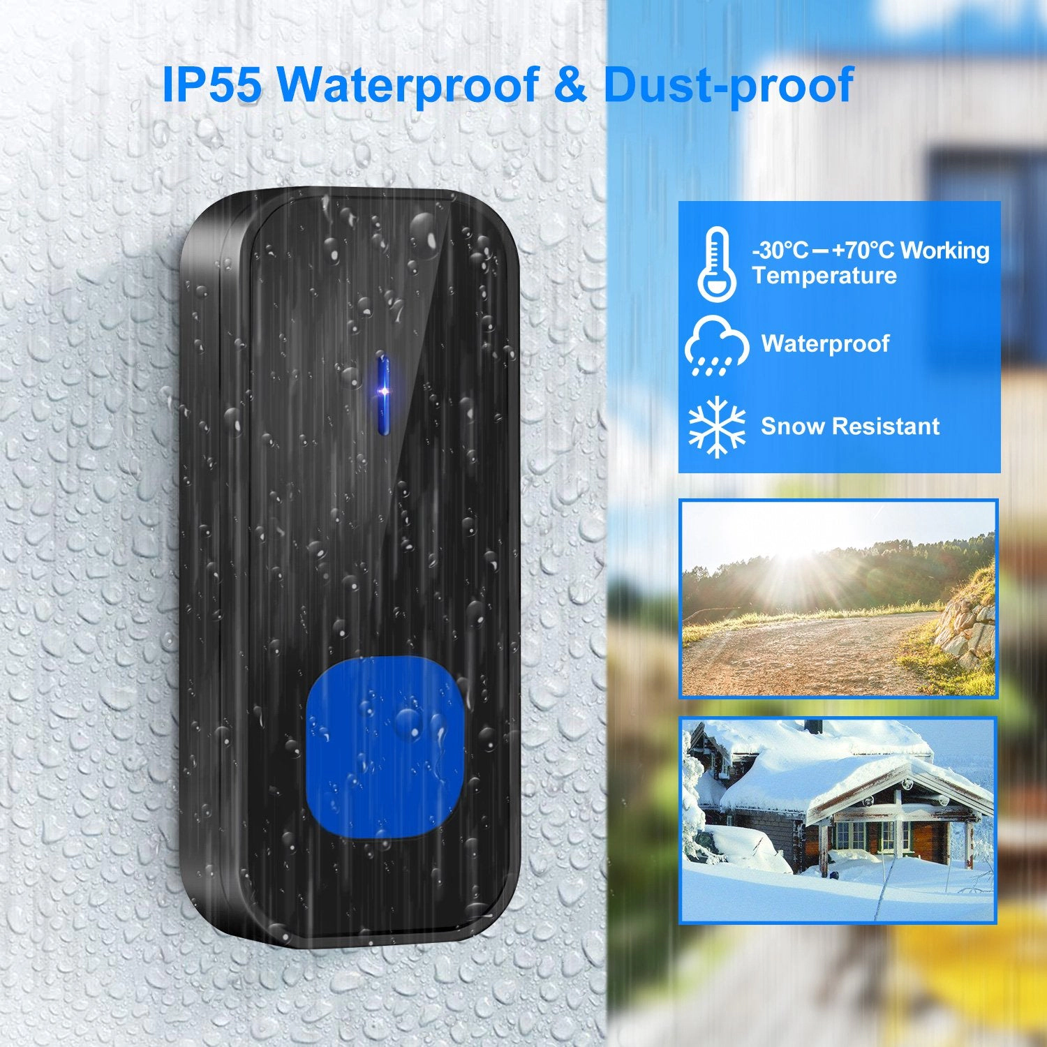 GBruno Wireless Doorbell 984ft Range 55 Chimes