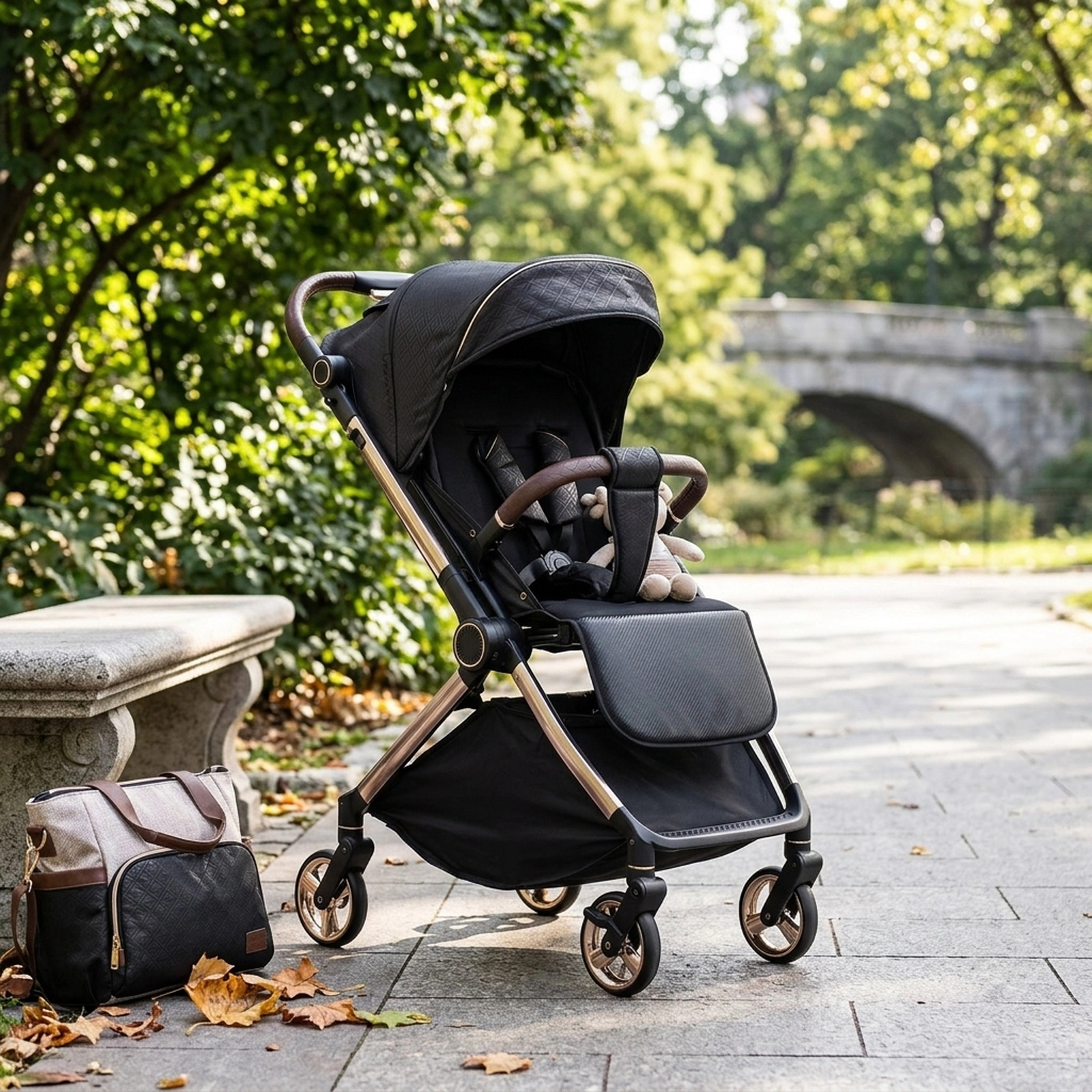 SUGIFT Foldable Baby Stroller with Reversible Handle 55-lb Capacity Ages 0-3 Years Black/Gray