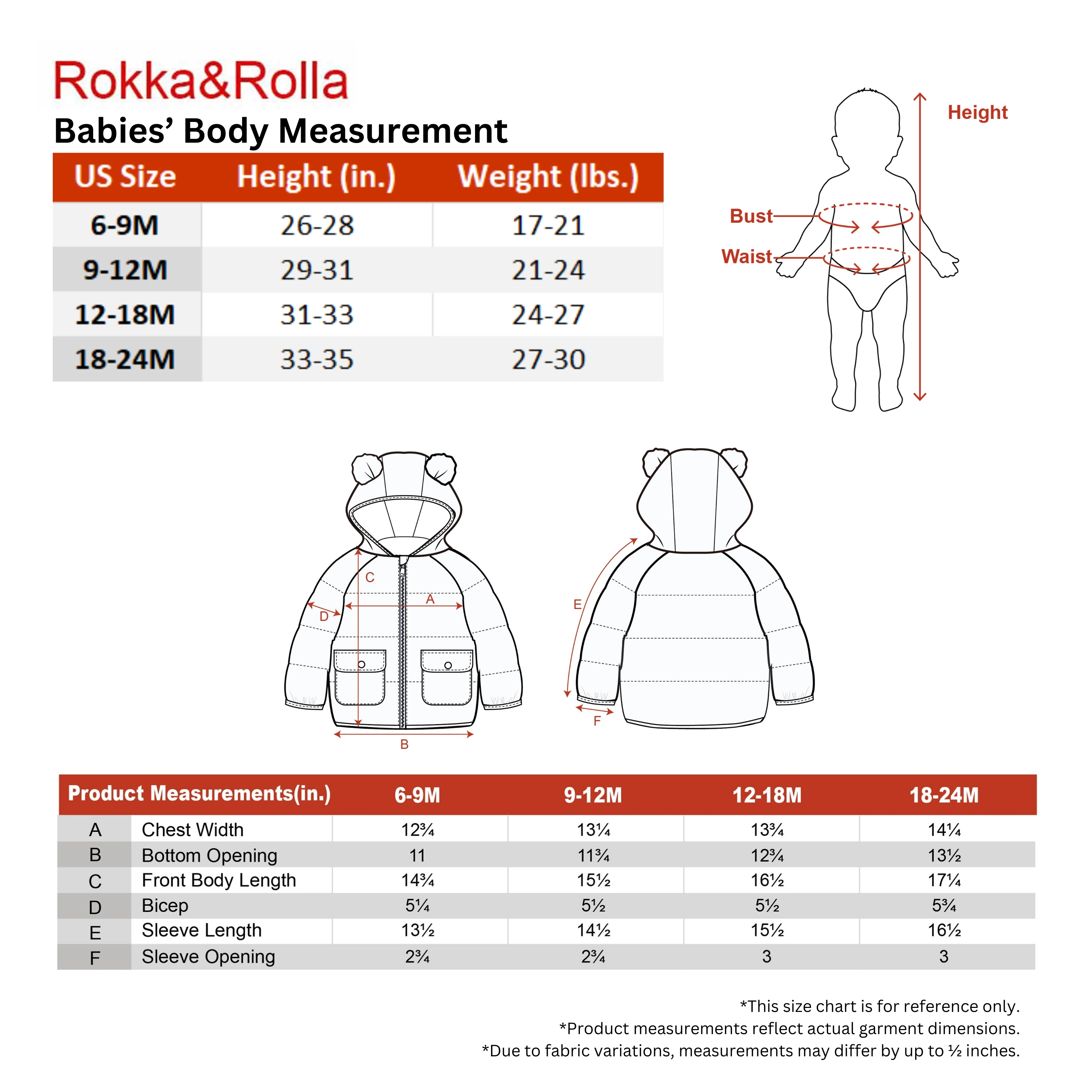 Rokka&Rolla Baby Boys Fleece-Lined Puffer Jacket