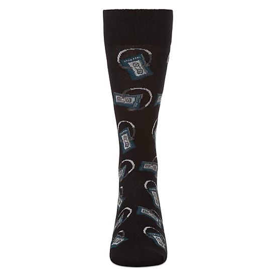 Memoi Slick Beats Cassette Player Men's Bamboo Blend Crew Socks