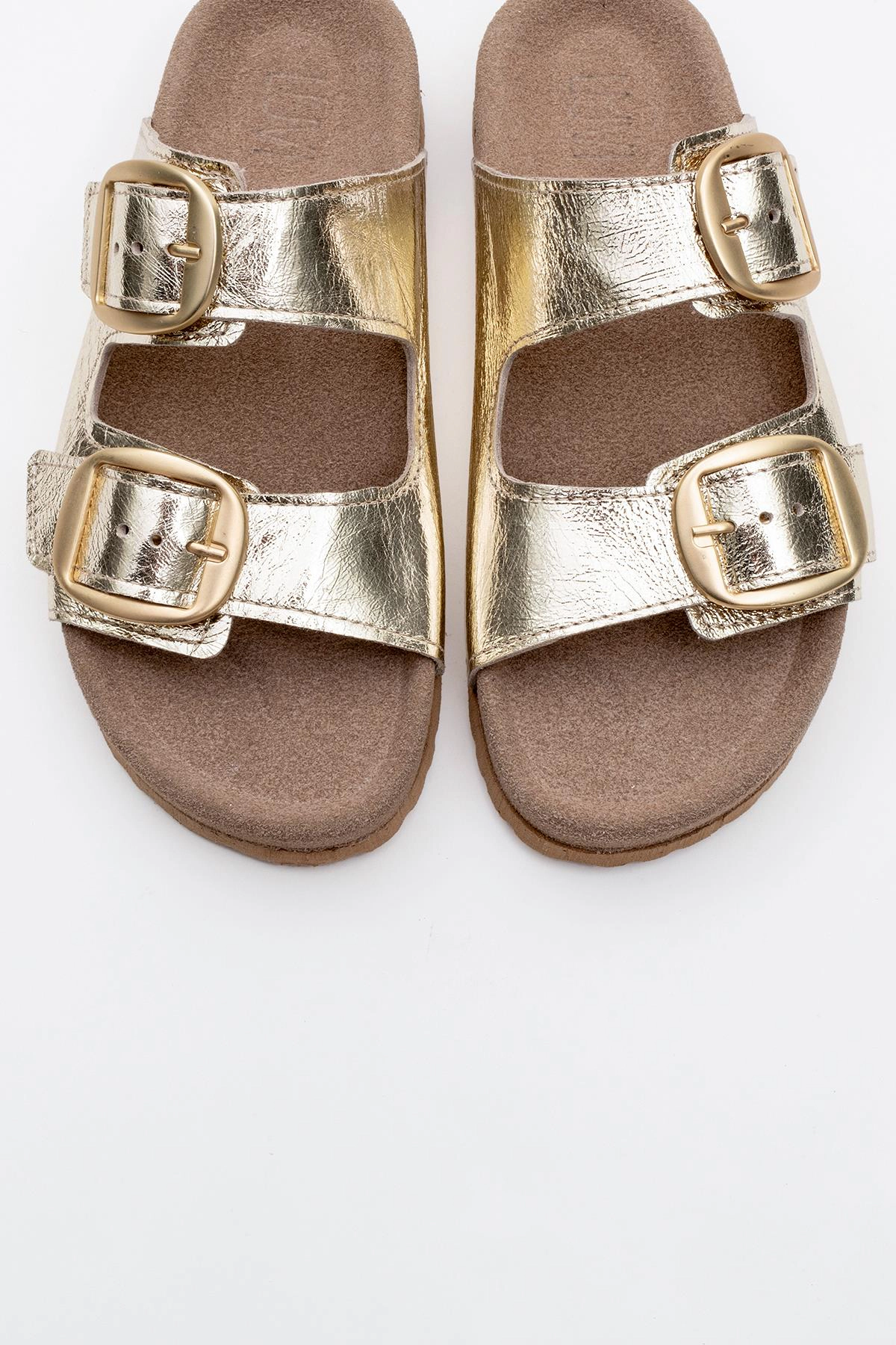 Forever & Always Womens Ovesta Soft Footbed Leather Slide Sandal
