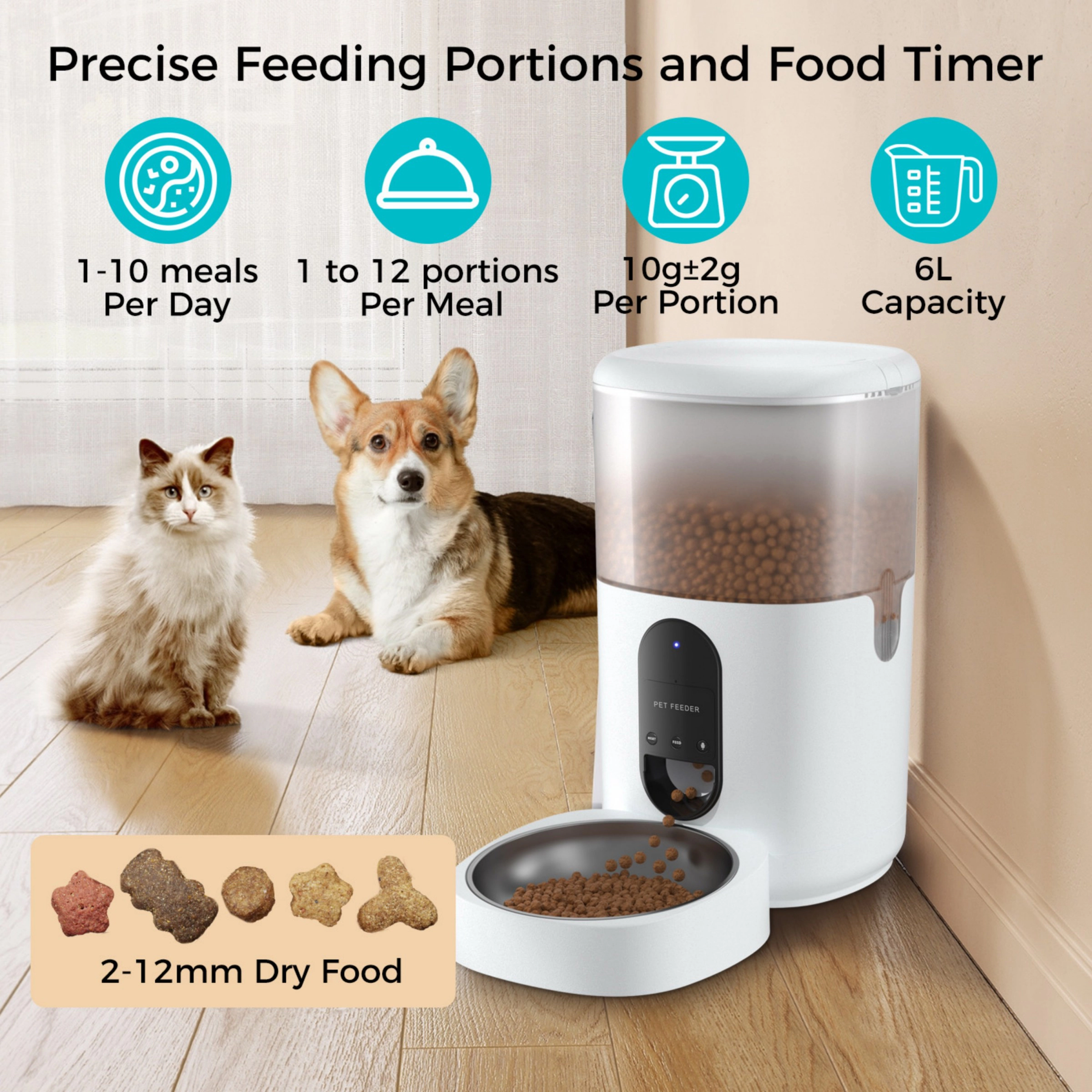 Eco4life 6L Smart WiFi Automatic Pet Feeder 10 Daily Feeds