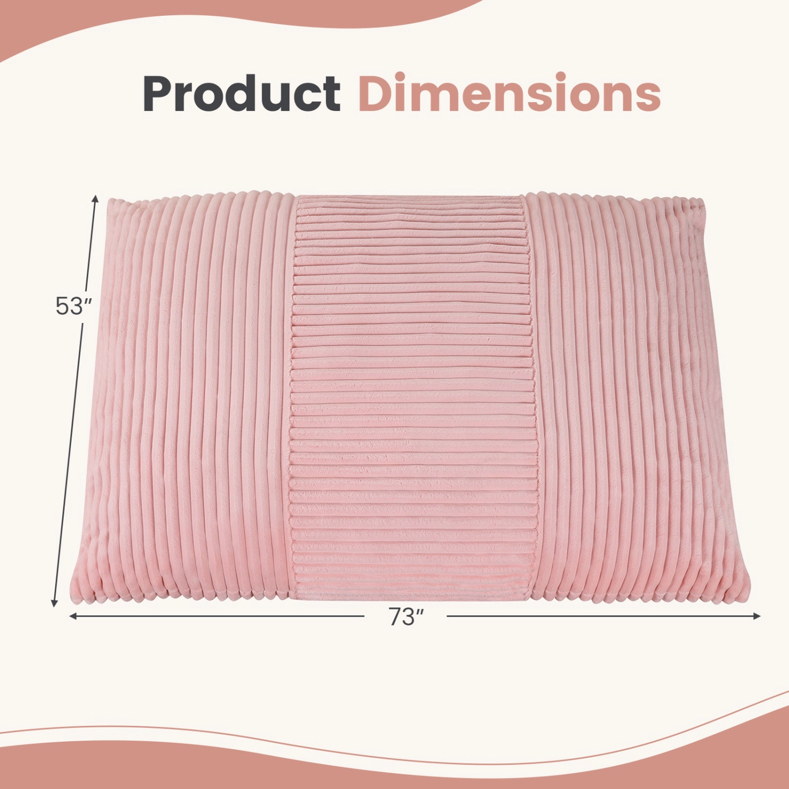 SUGIFT 3-in-1 Large Corduroy Bean Bag Chair Bed and Sofa 73 x 53 in Pink