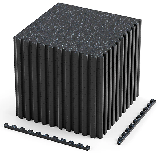 SUGIFT 0.4-in Thick Rubber Top Exercise Floor Mats 24 x 24-in Tiles 6 x 8-ft Layout 140-sq ft Coverage 36-Piece