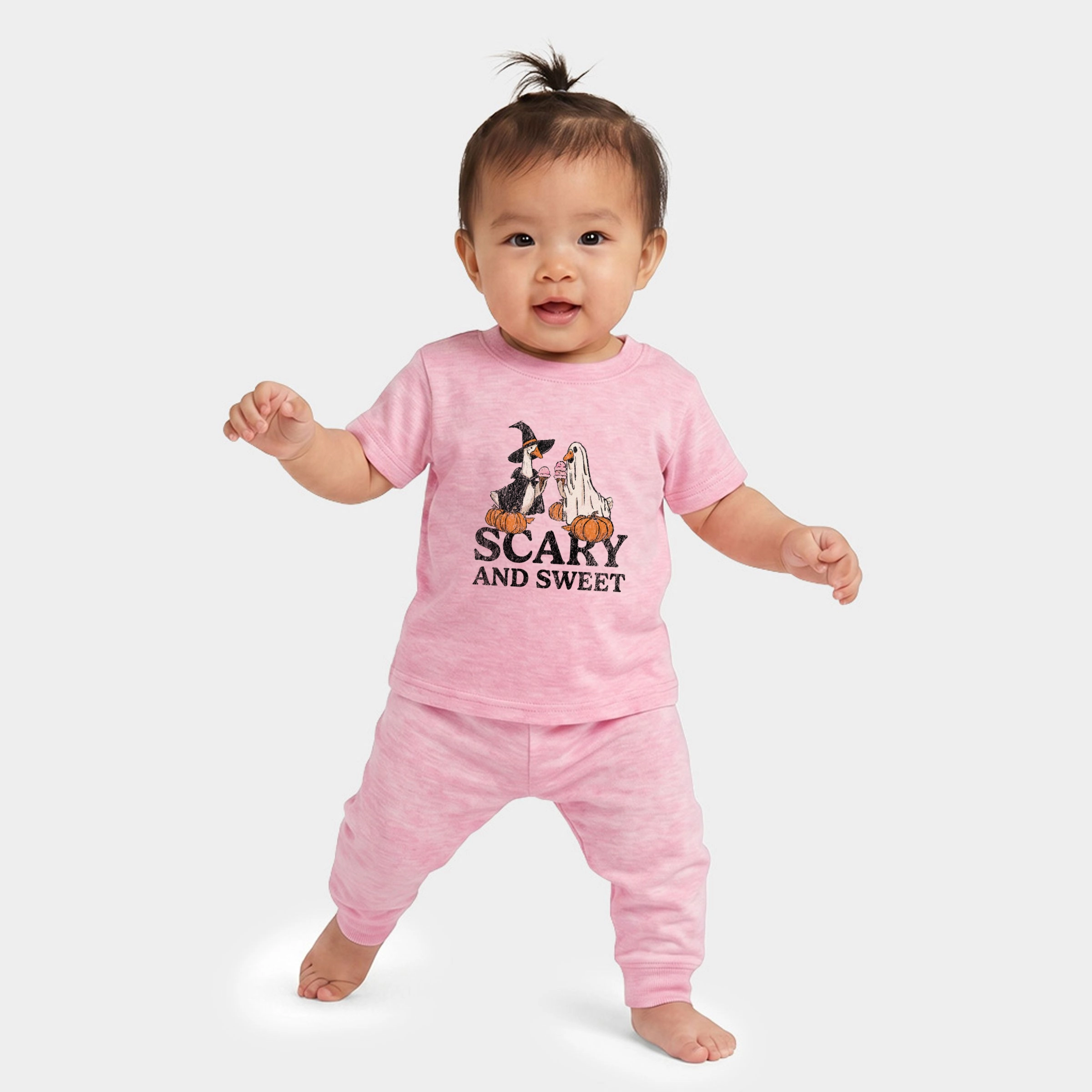 The Juniper Shop - Infant Jogger Pant Crew Set Scary and Sweet Geese