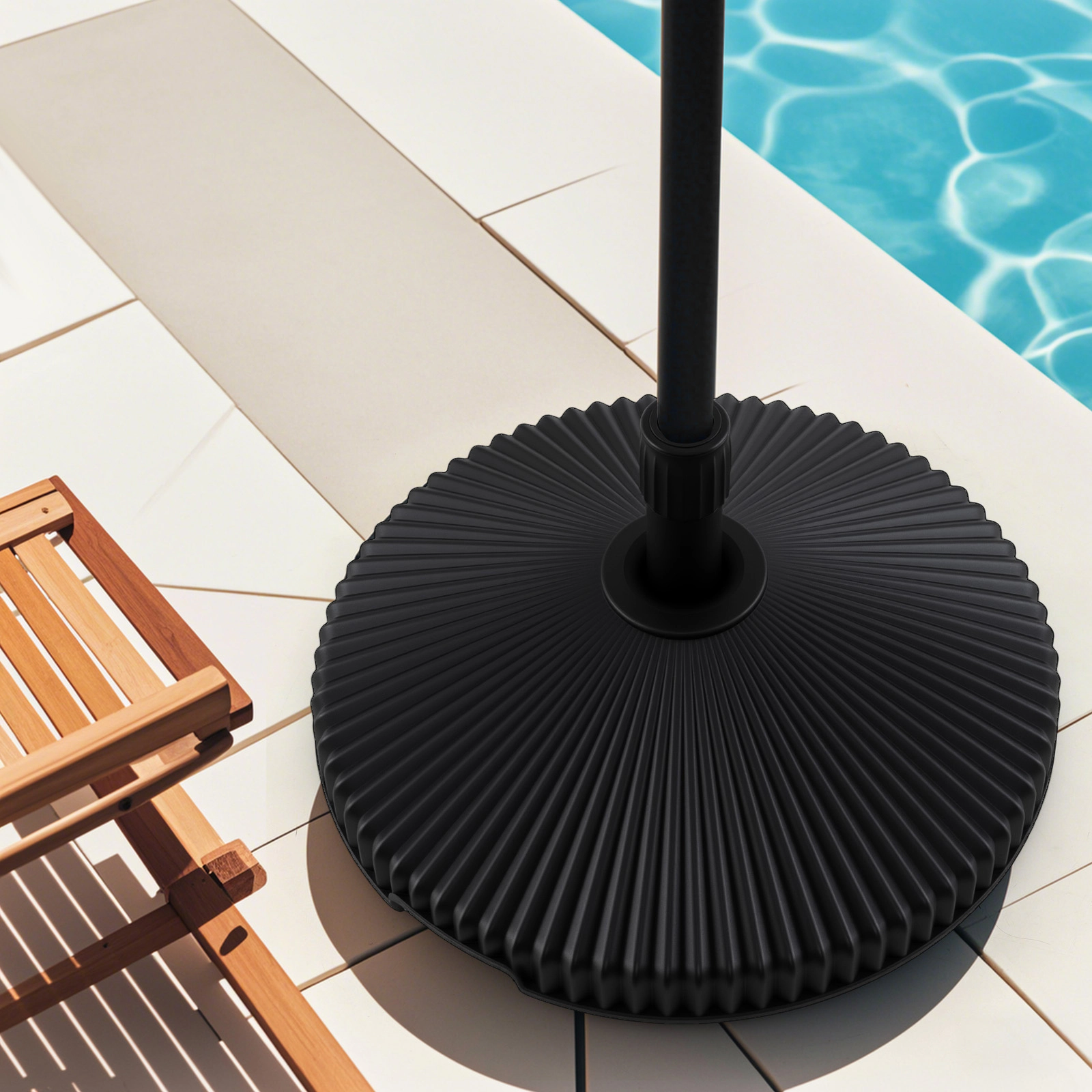 SUGIFT Black Carrying Handle 22-in Round Water and Sand Fillable Umbrella Stand