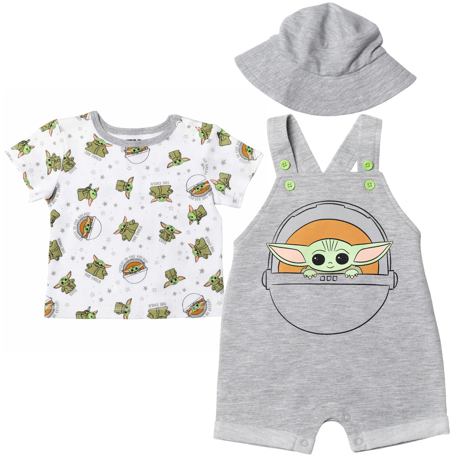 Star Wars Baby Boys' Shortall T-Shirt and Bucket Hat Set
