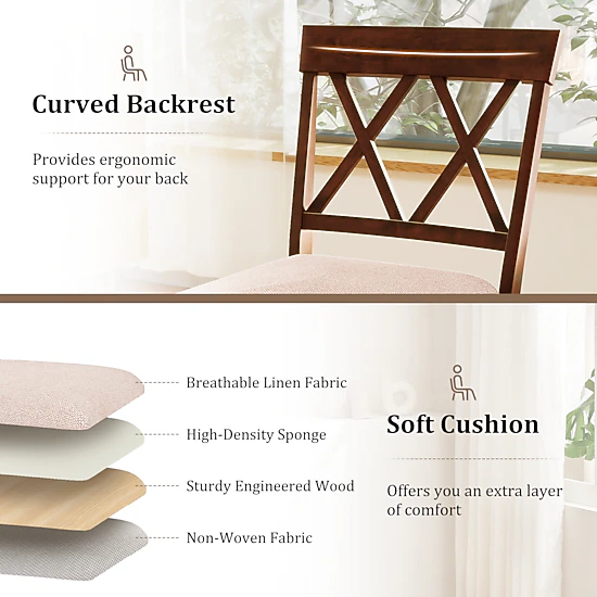 LJG 29 Inch Counter Height Barstools with Backrest and Upholstered Seat Cushion for Kitchen Dining Room