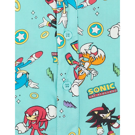 SEGA Sonic the Hedgehog Boys' Short Sleeve Button-Down Shirt
