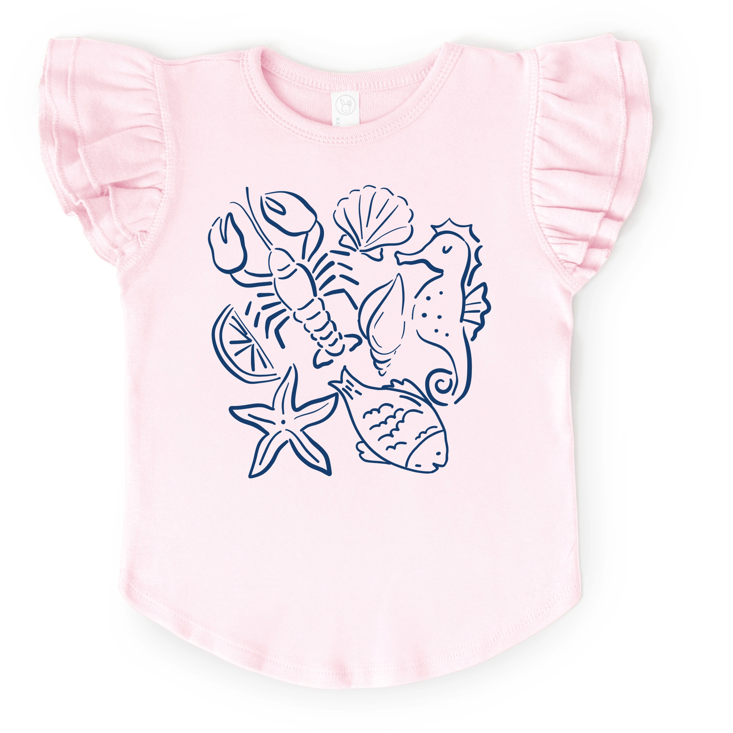 The Juniper Shop - Nautical Animals Outlined Flutter Sleeve Graphic T-Shirt