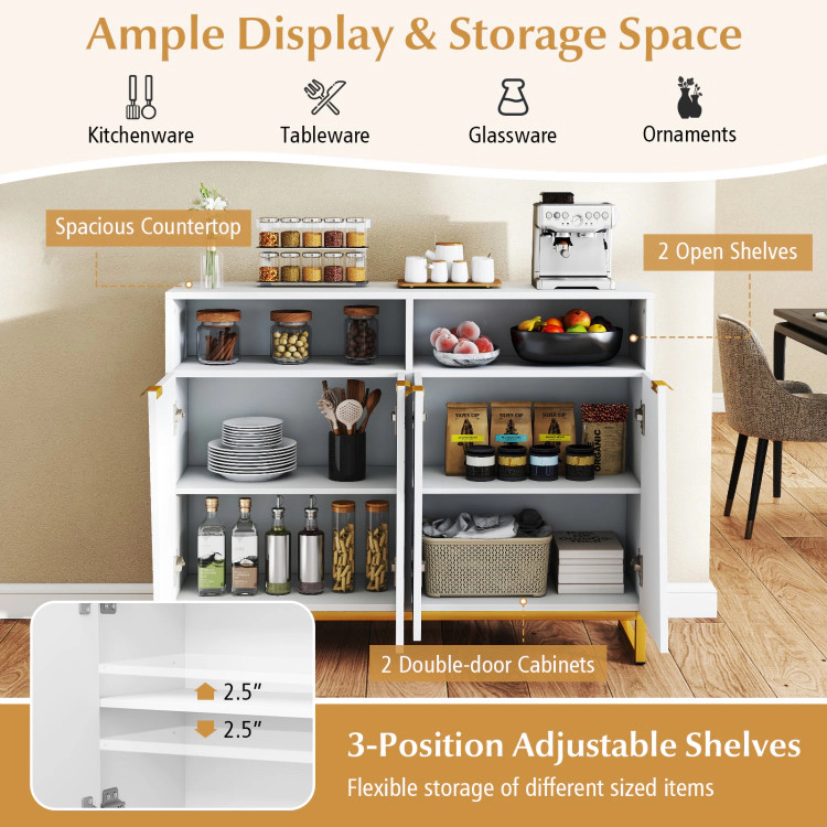 Hivvago Modern Sideboard Cabinet With 4 Doors And Adjustable Shelves