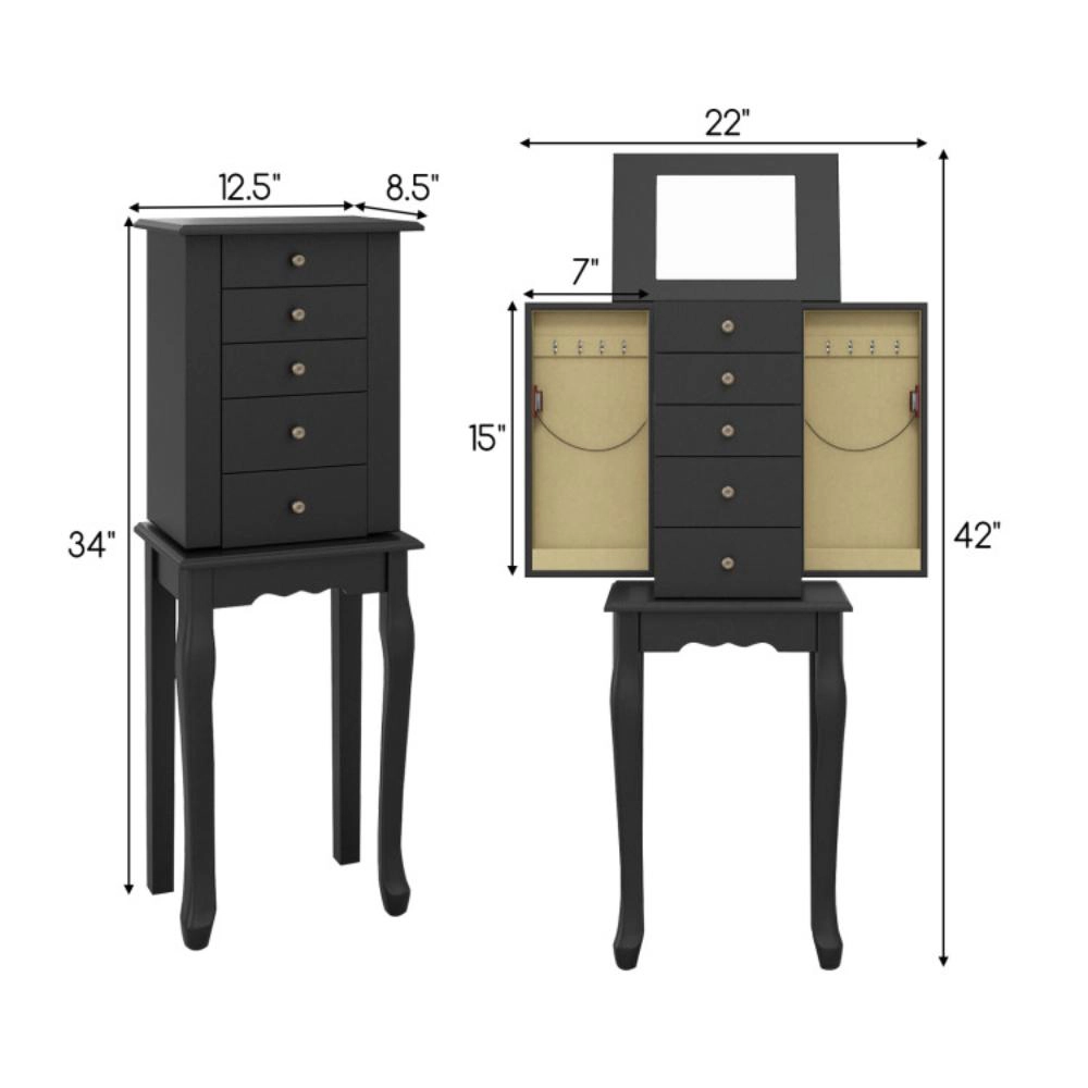 Hivvago Freestanding Jewelry Cabinet with Full-Length Mirror