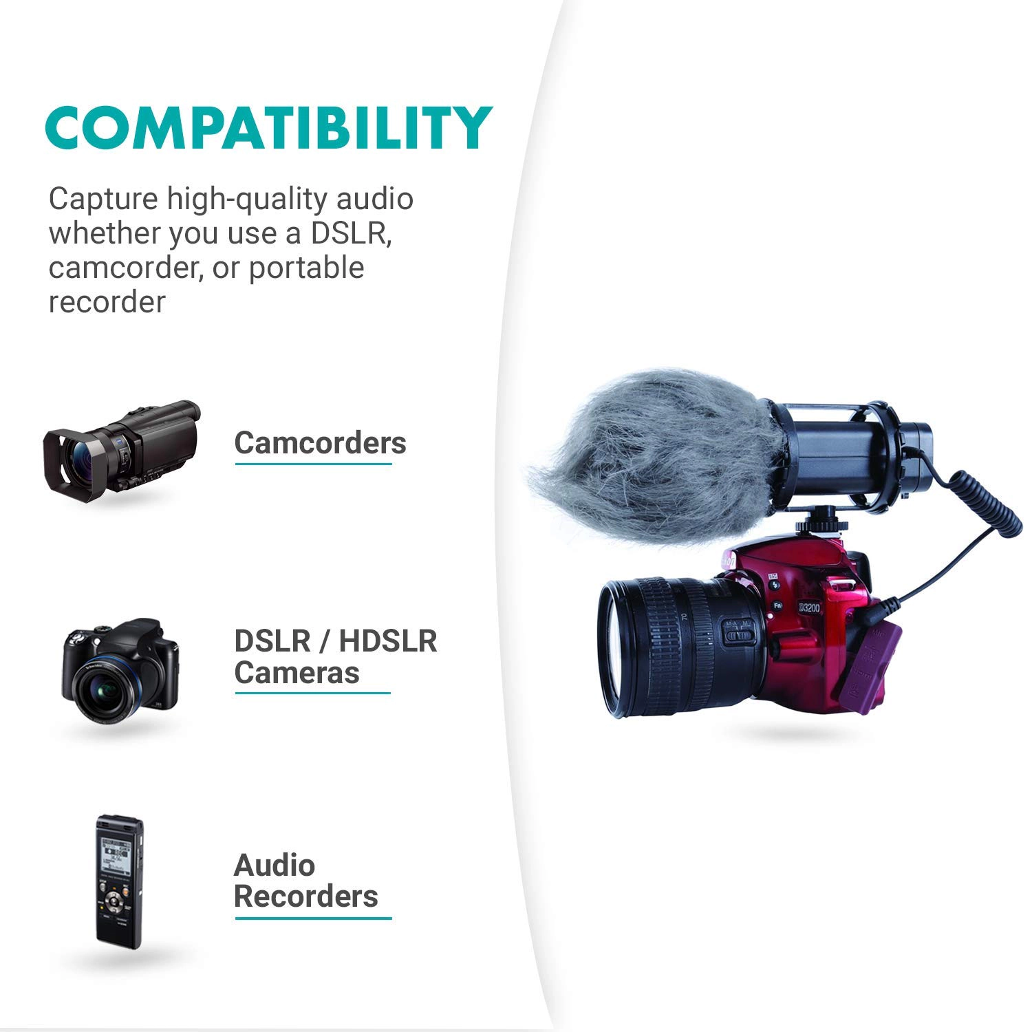 Movo VXR300 X/Y Stereo Condenser Video Microphone Compatible with DSLR Cameras Camcorders