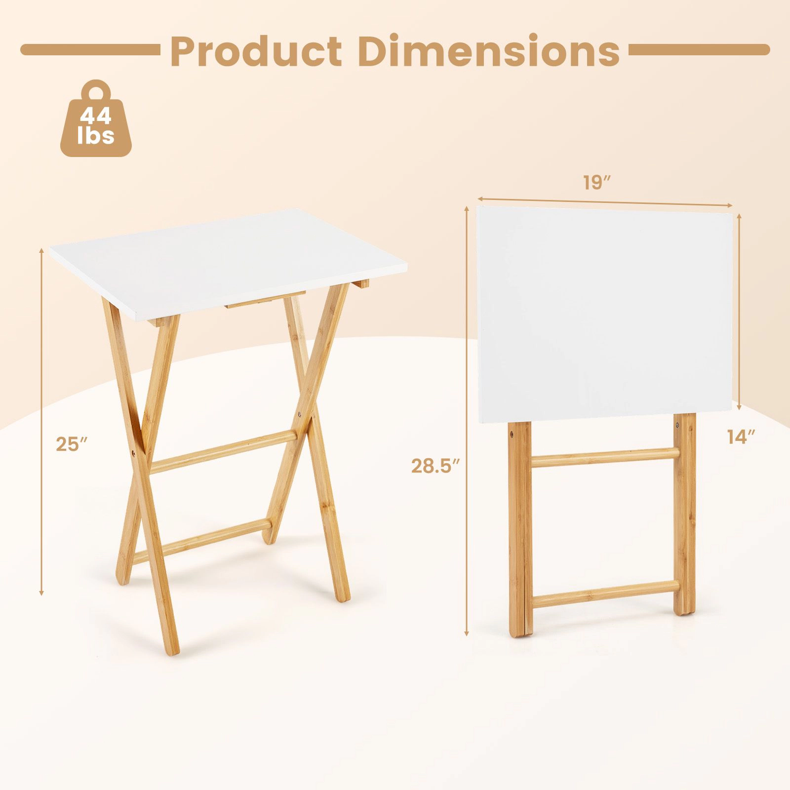 SlickBlue Folding TV Tray Tables Set of 2 for Small Spaces