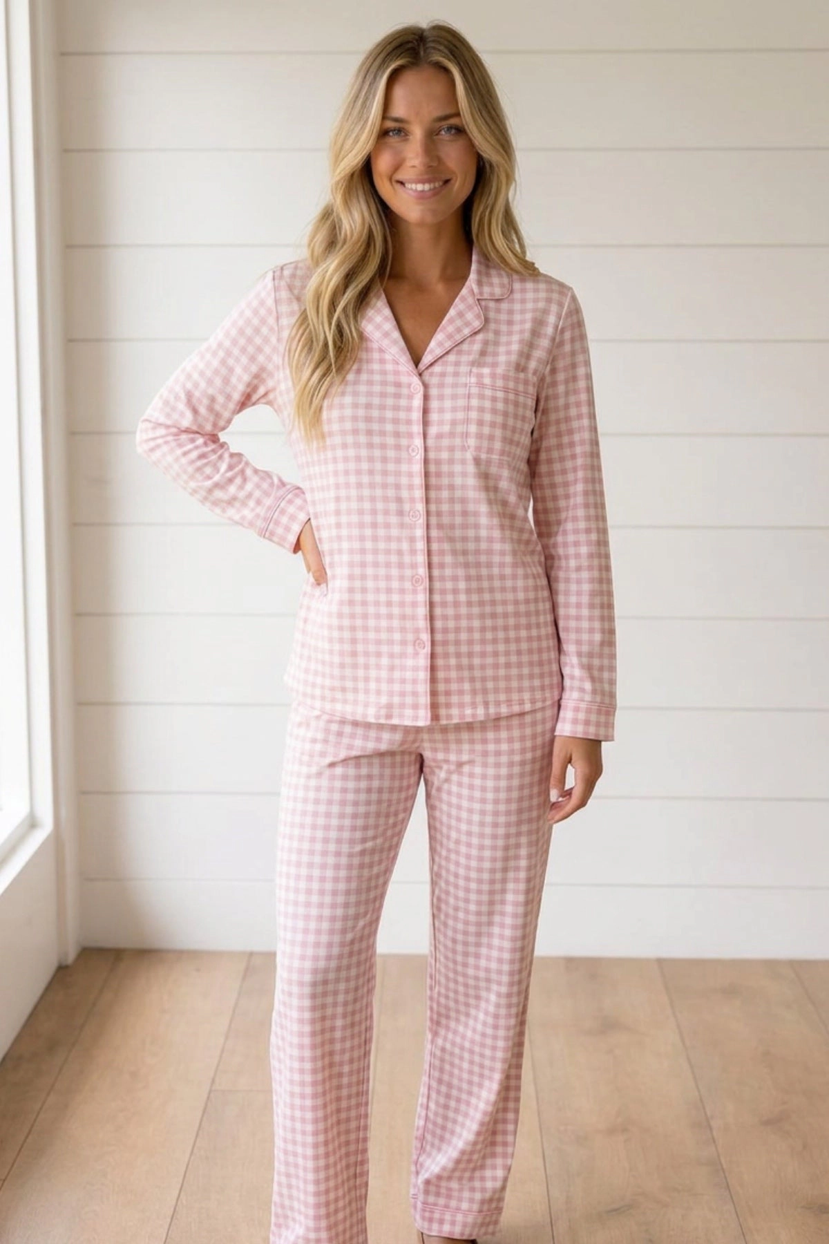 Threaded Pear Women's Toni Pajama Pant Set Long Sleeve Top