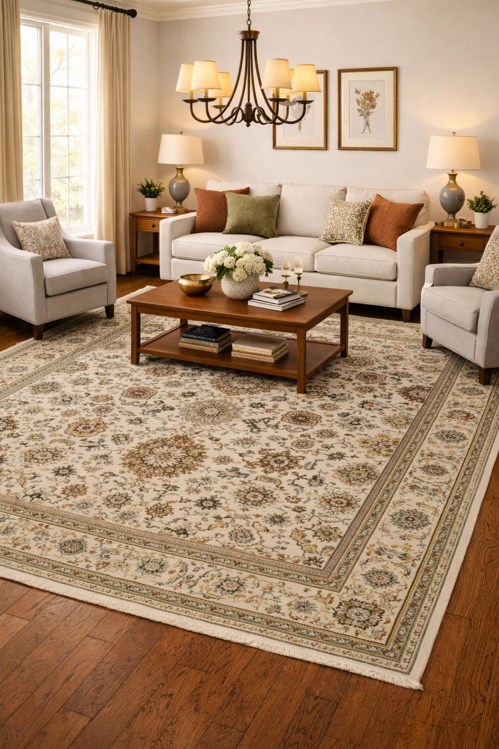 Magic Rugs Cream Tribal Geometric 8X10 Indo-Karajeh Oriental Rug