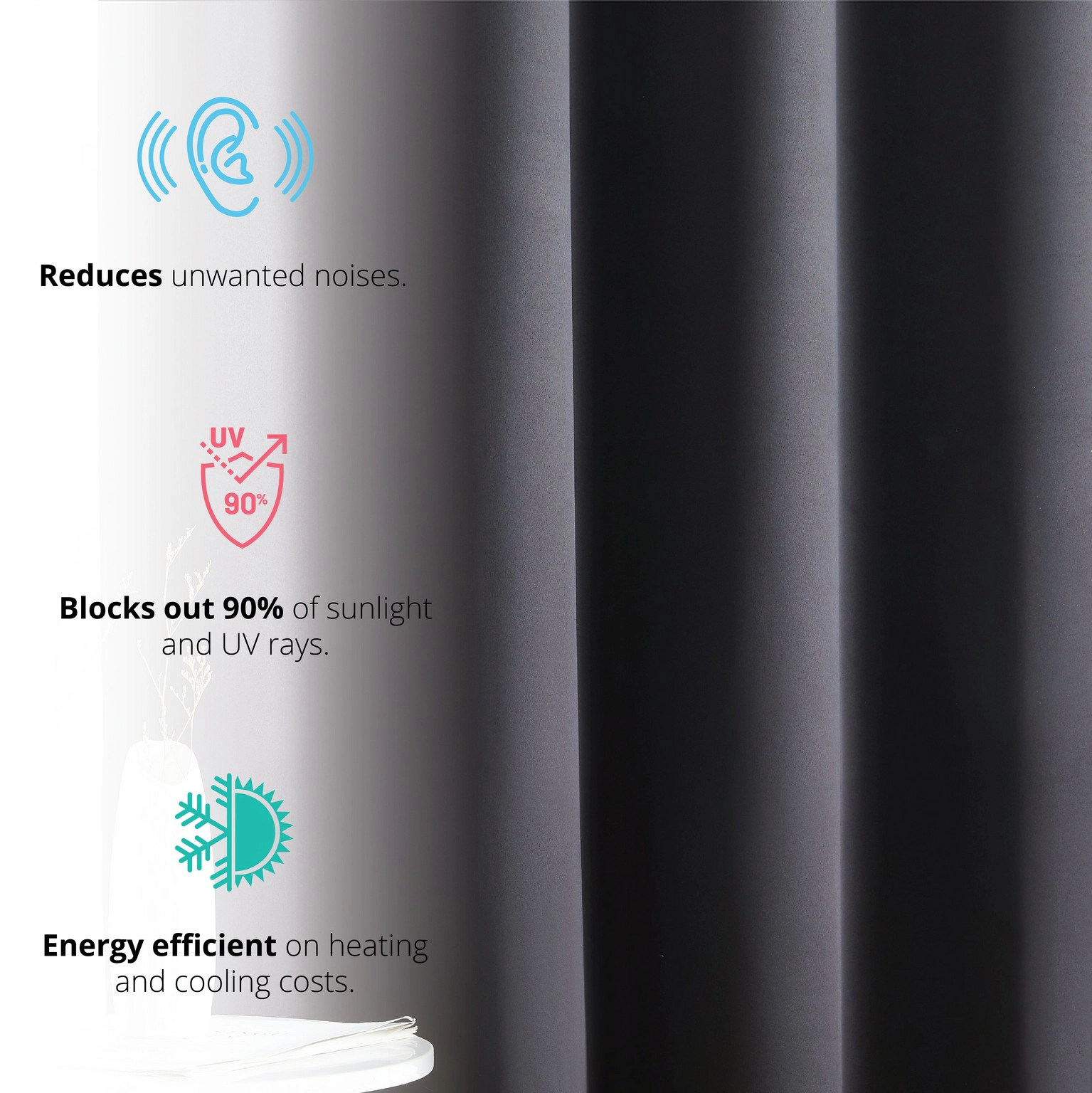 HLC.ME Oxford Thermal Drapes  - Heat Absorbing Blackout Curtains 2 Panels Grommet Top, Set of