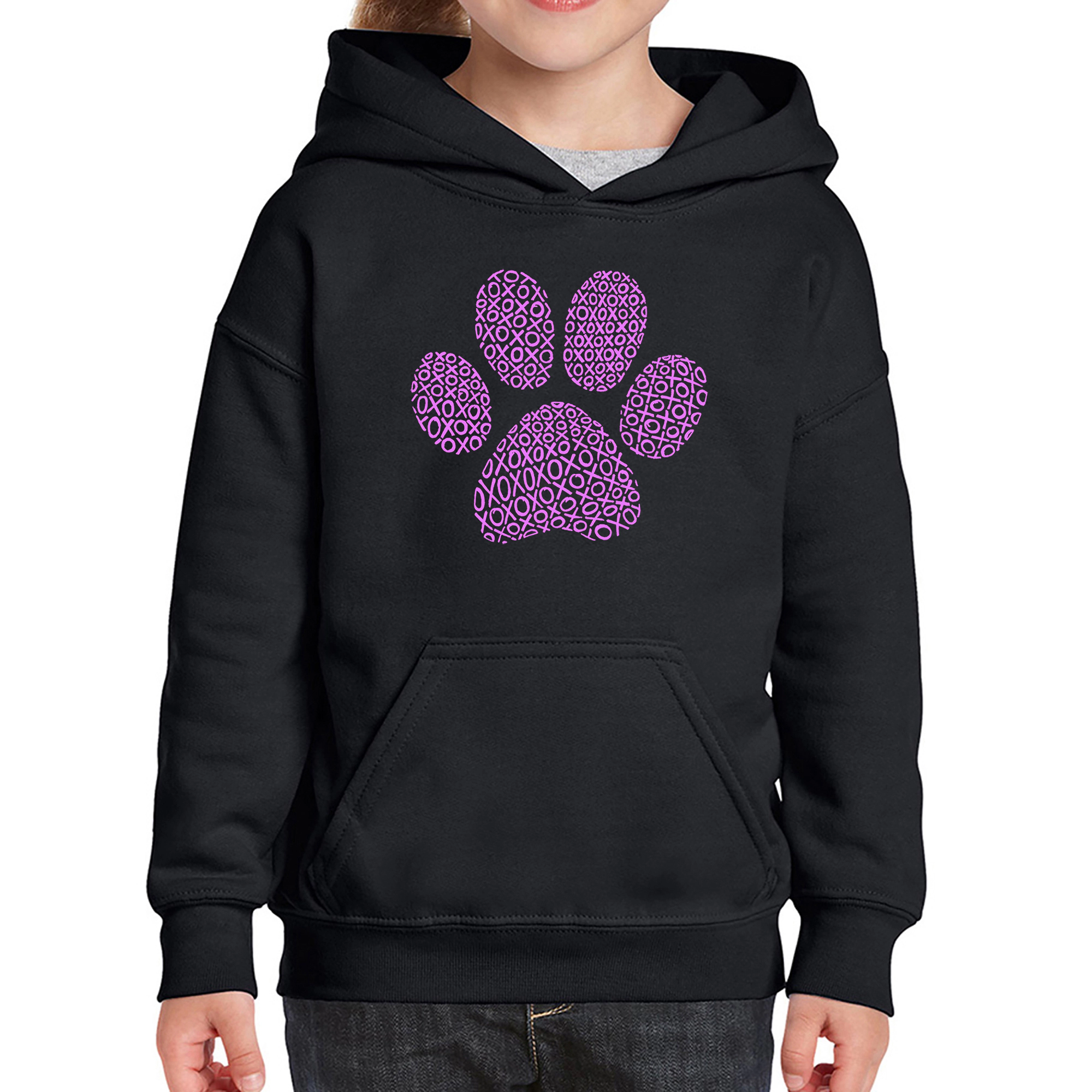 LA Pop Art Girls Word Hoodie - XOXO Dog Paw