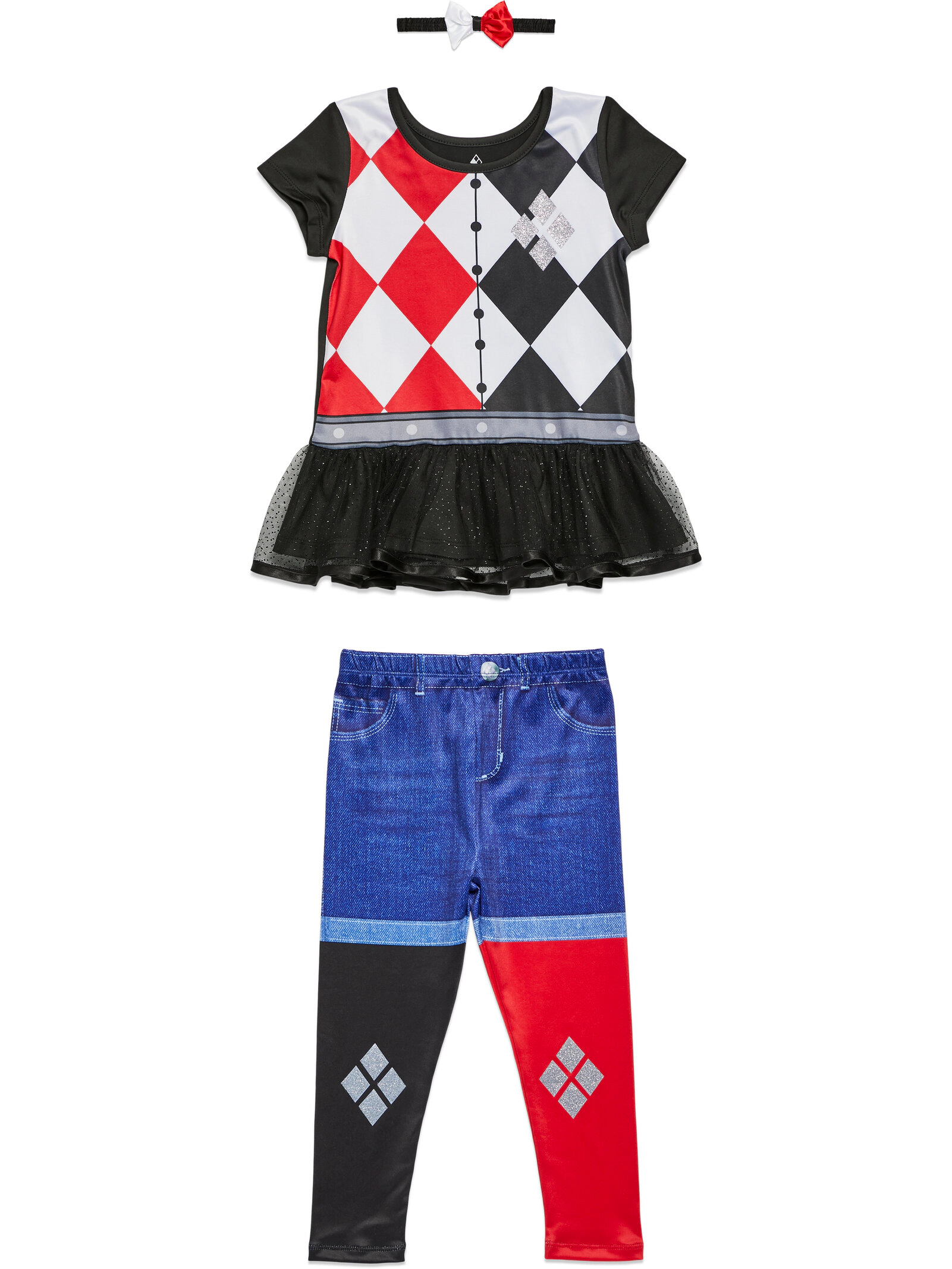 WARNER BROS Justice League Harley Quinn Girls' Cosplay Tutu T-Shirt and Leggings Set