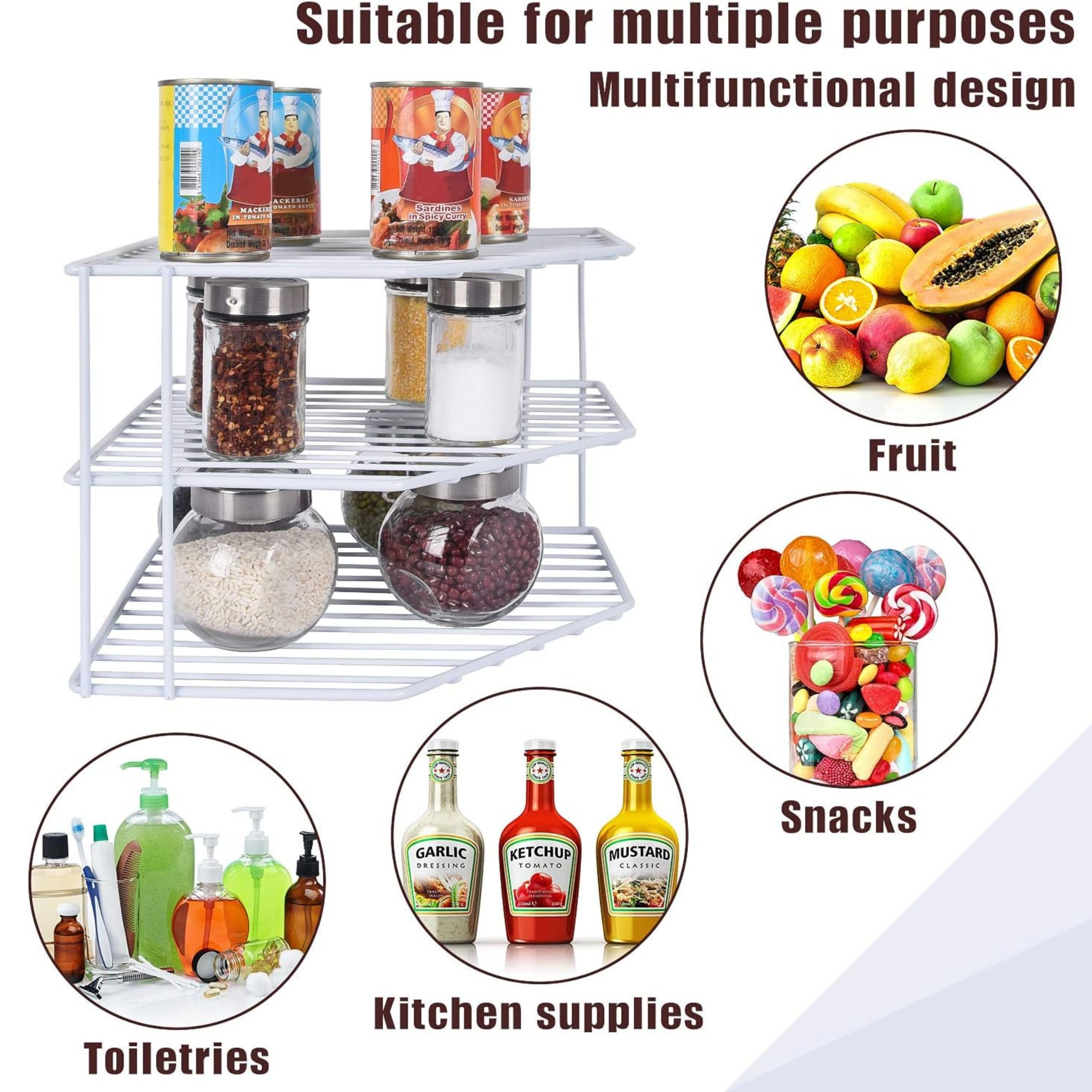 Stock Preferred 3 Tier Steel Corner Shelf Cabinet and Counter Organizer