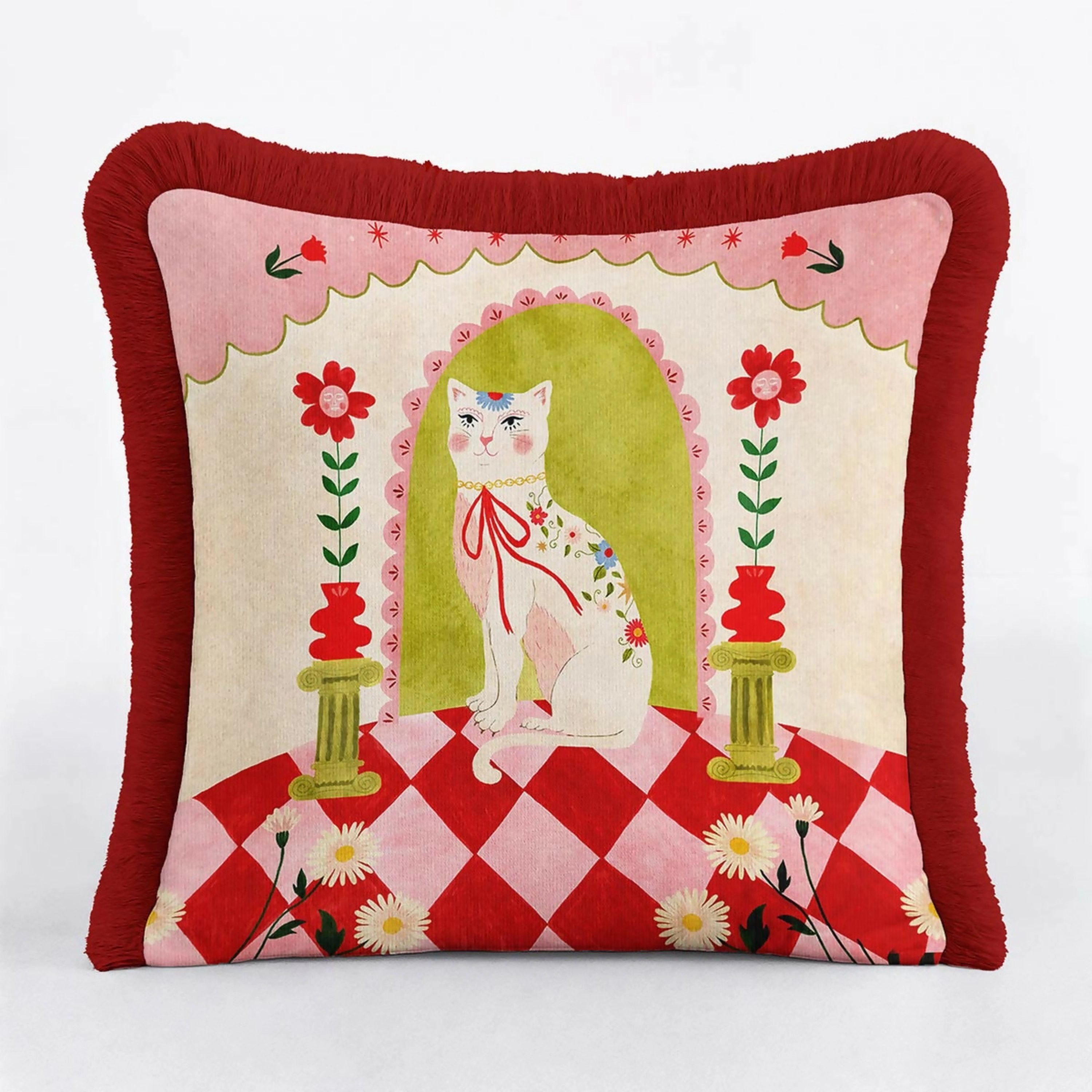 Wear Sierra Cat Fringed  Set of 2 Throw Pillow Cover