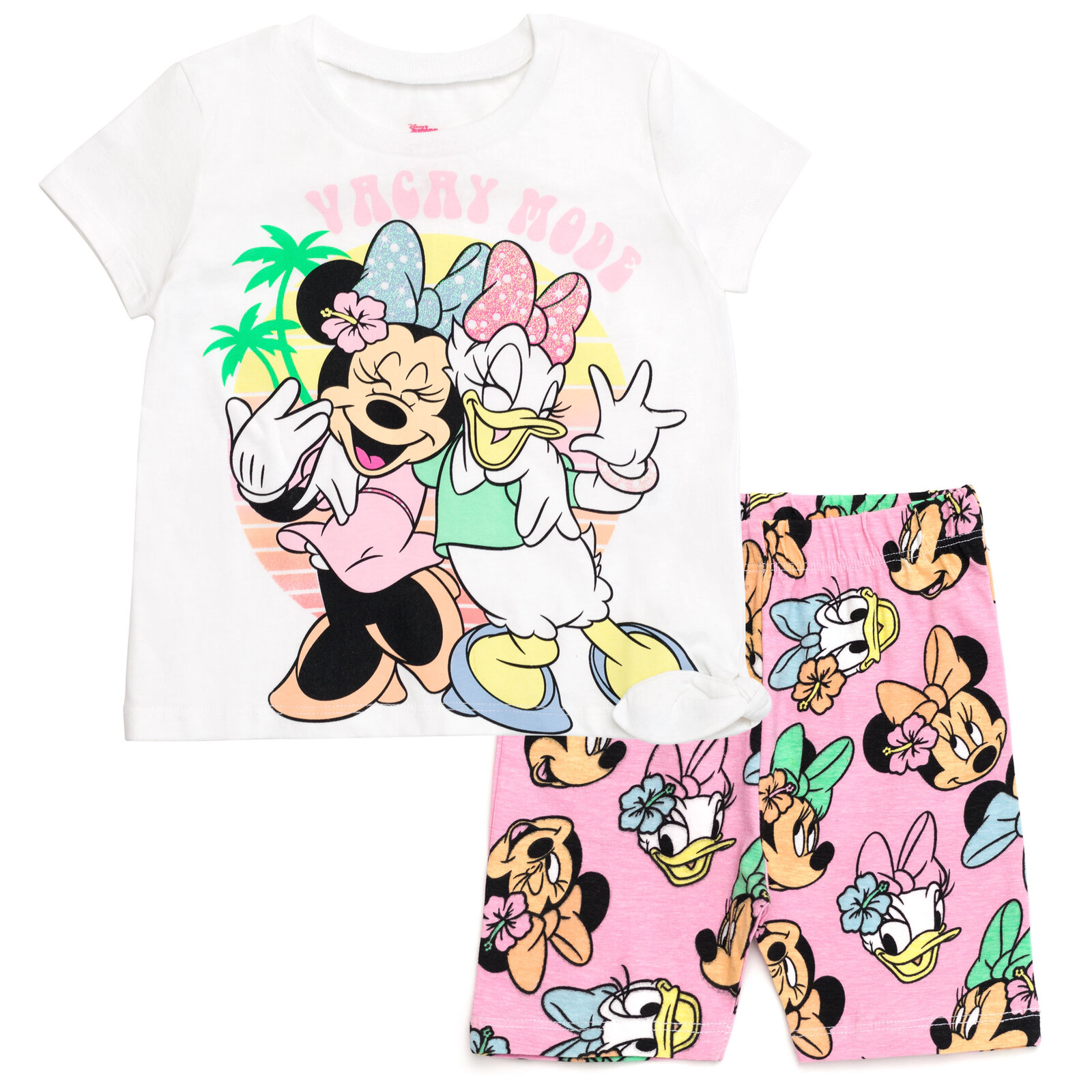 Disney Minnie Mouse Girls' 2-Piece T-Shirt and Bike Shorts Set