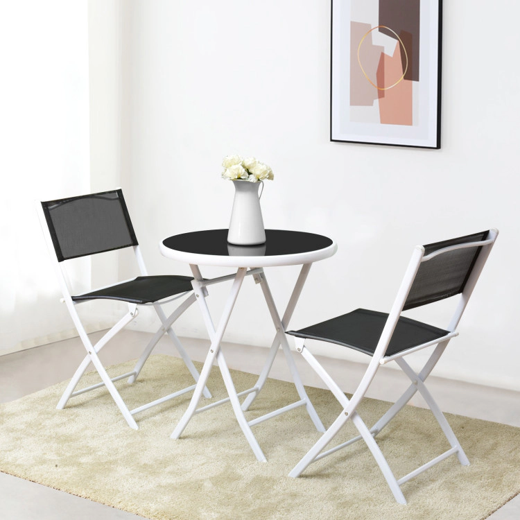 Hivvago 3 Pieces Patio Folding Bistro Set for Balcony or Outdoor Space