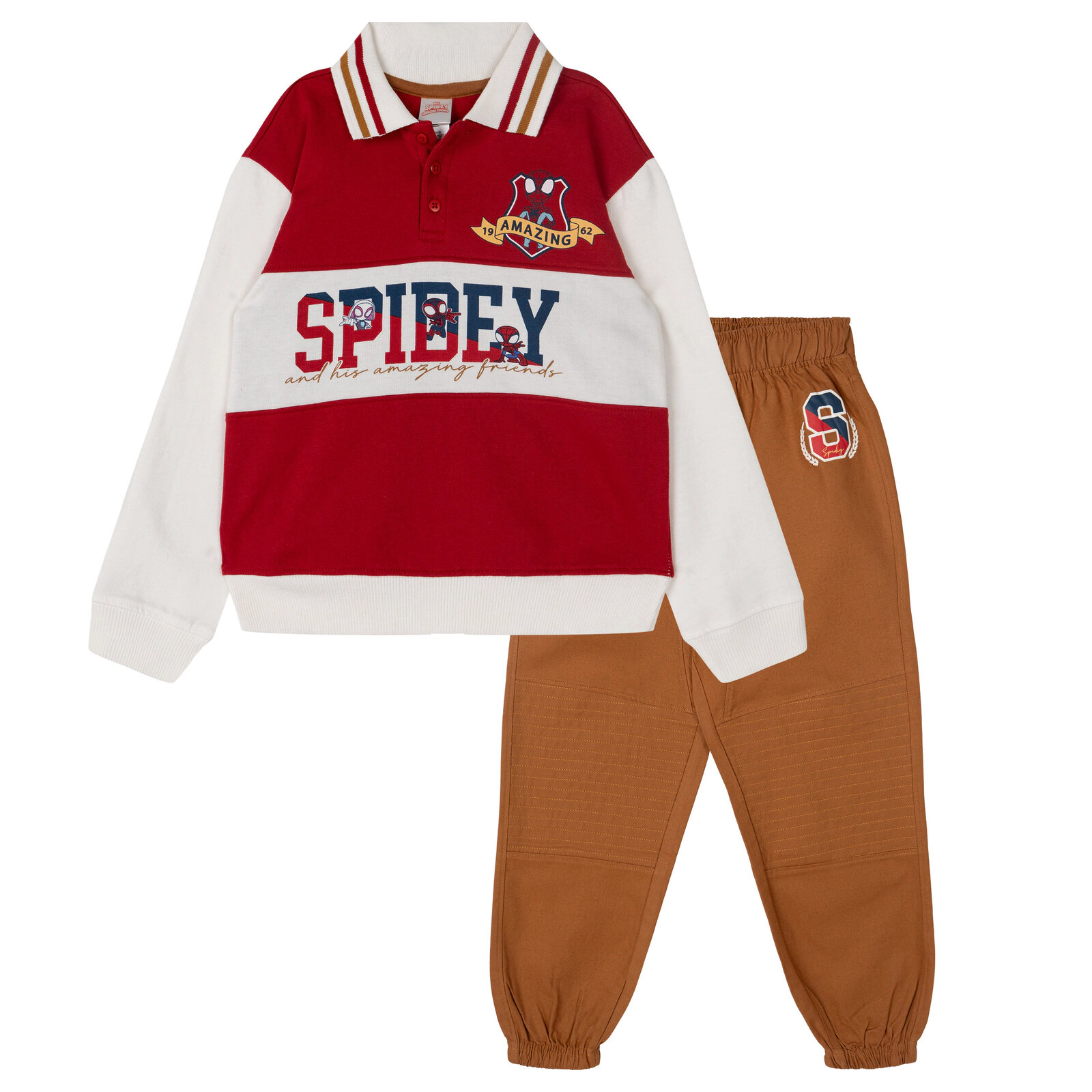 Marvel Spidey and His Amazing Friends Boys' Varsity 2-Piece Polo Pants Set