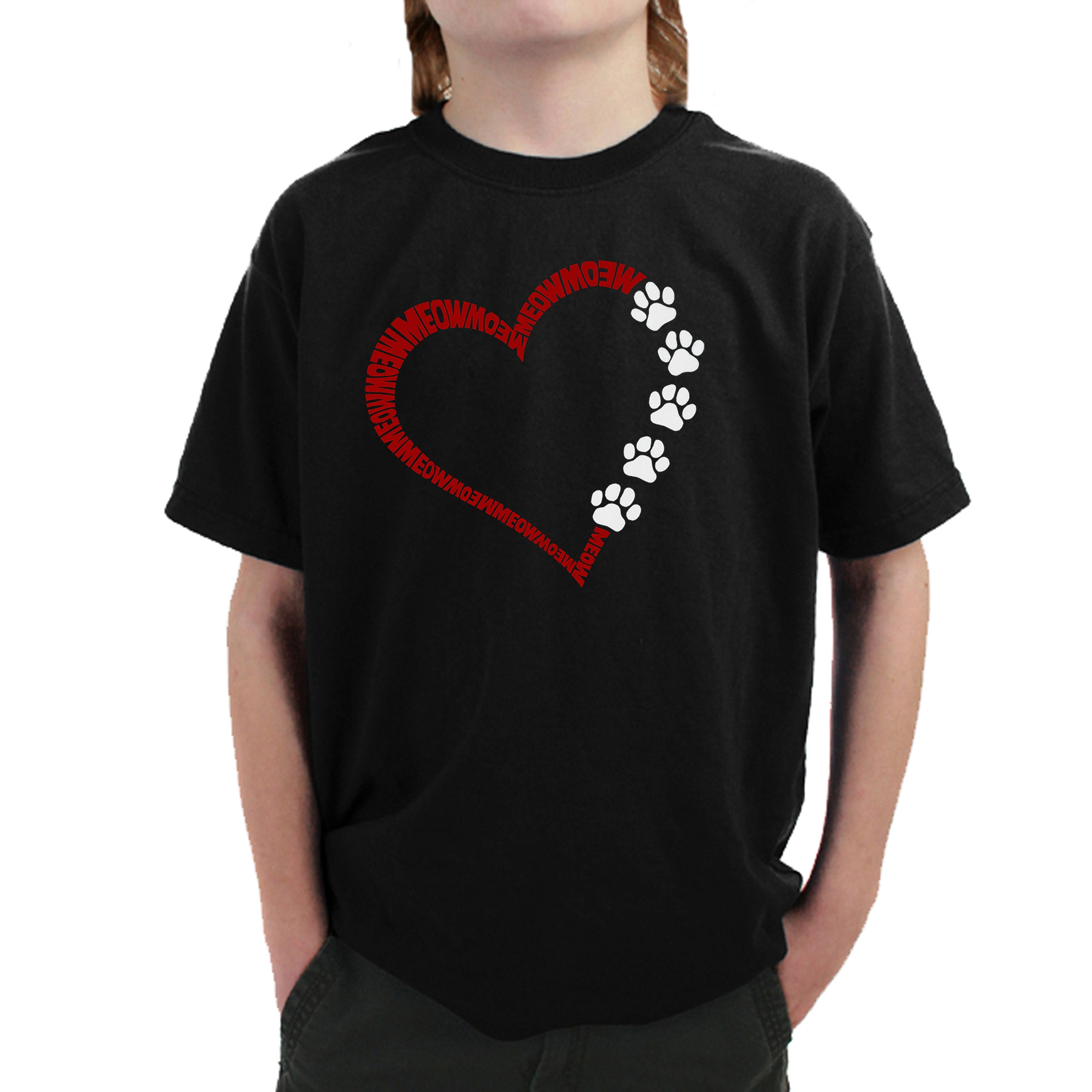 LA Pop Art Boy's Word T-Shirt - Meow Heart
