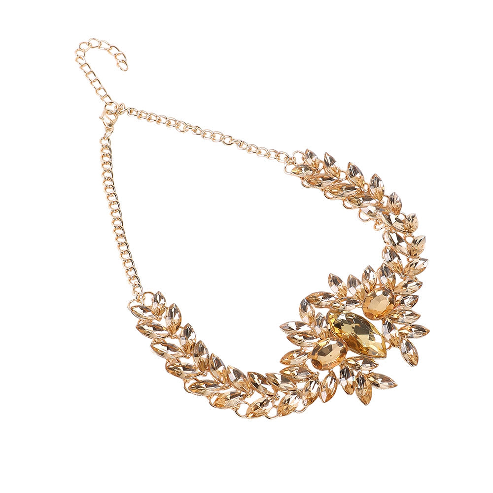 SOHI Women's Amber Yellow the Marquise Statement Necklace