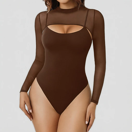 Avidlove Women's Sleeveless Spaghetti Strap Sheer Leotard Bodysuit with Snap Crotch