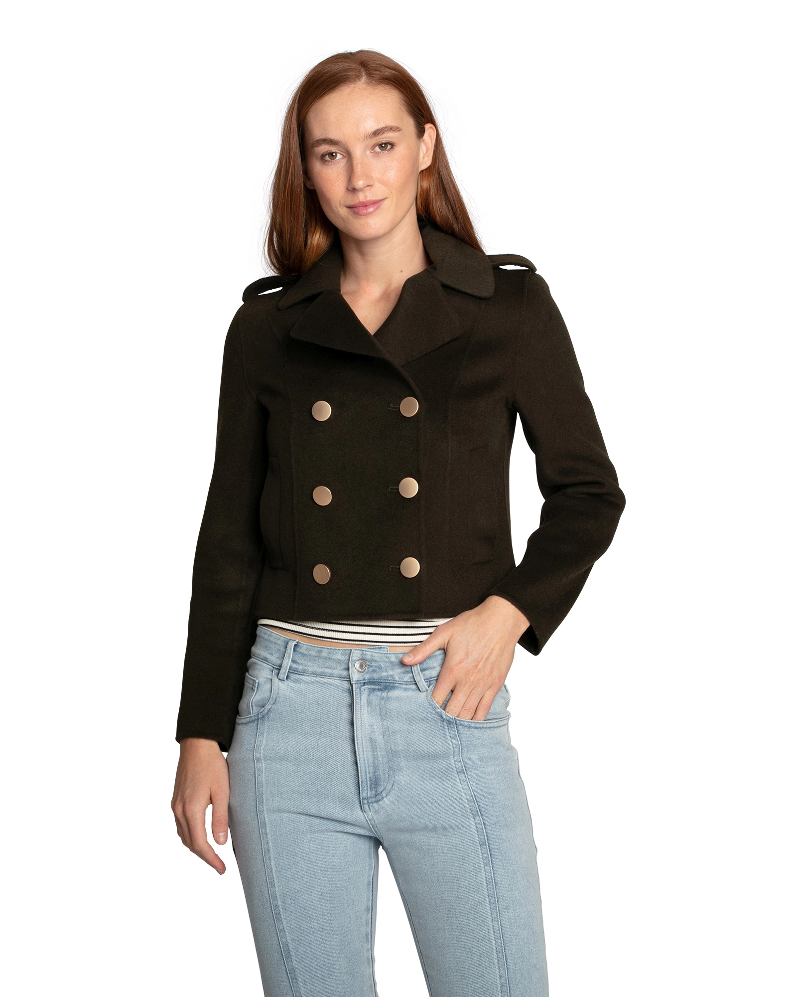 Belle & Bloom Womens Love Me Now Wool Blend Military Style Coat