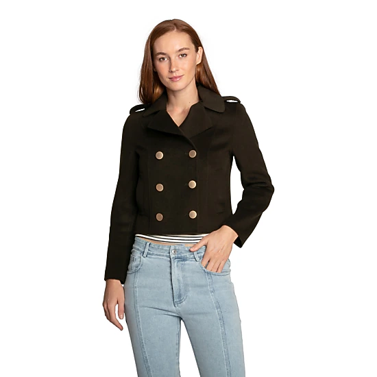 Belle & Bloom Womens Love Me Now Wool Blend Military Style Coat