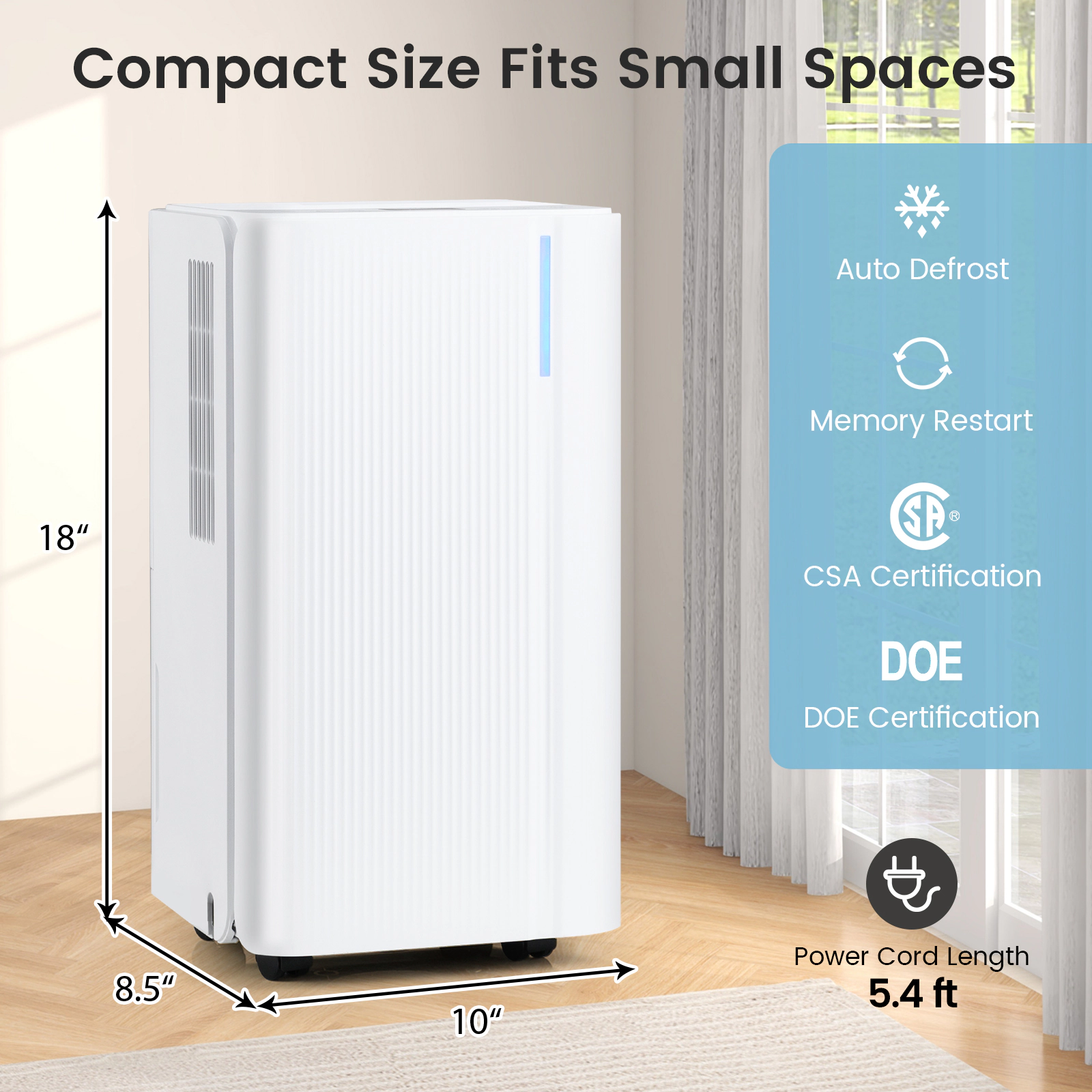 SlickBlue White 32 Pint Dehumidifier for 2000 Sq Ft with Smart LED Control
