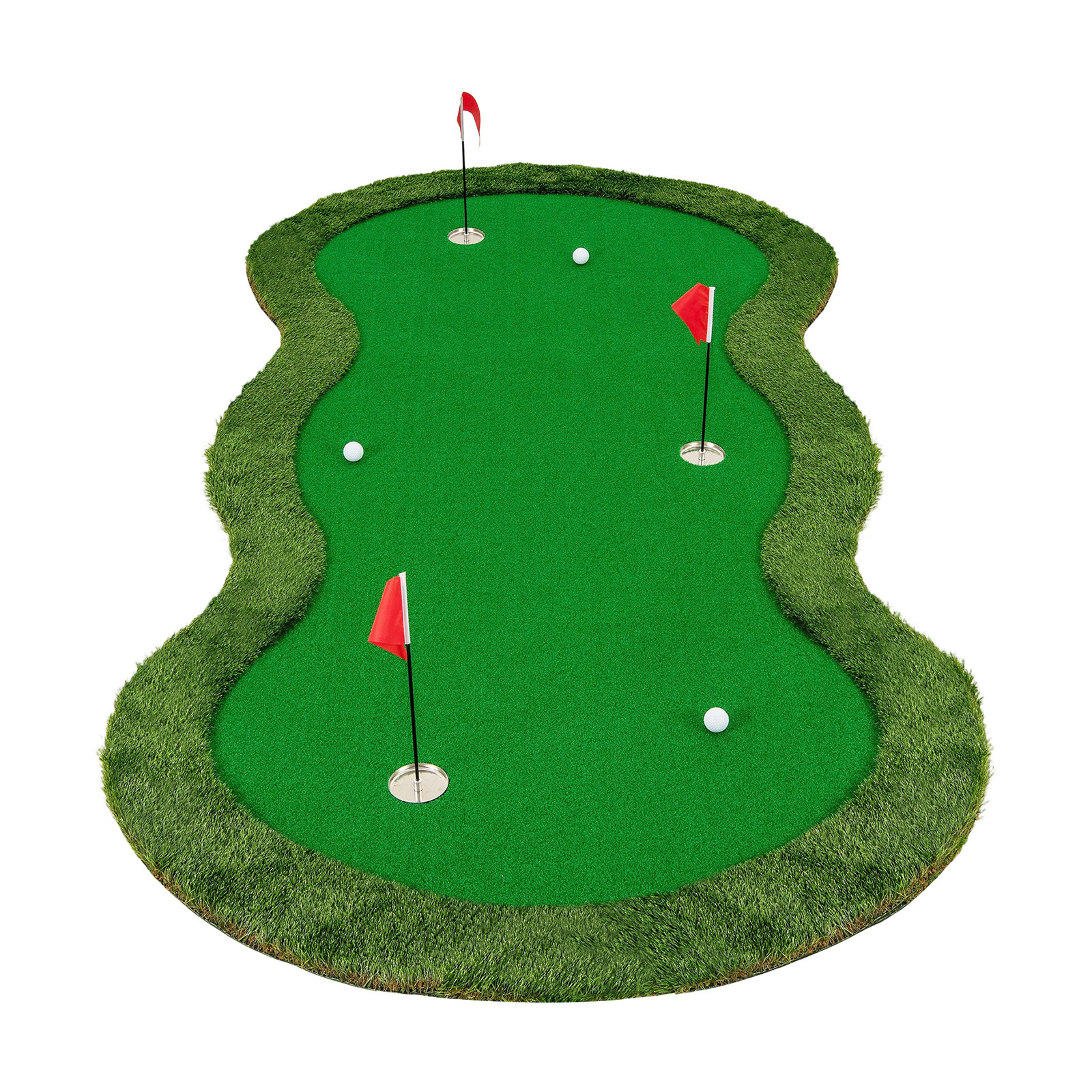 SUGIFT 3 Holes Cups and Flags 5 x 10 ft Golf Practice Putting Green Mat