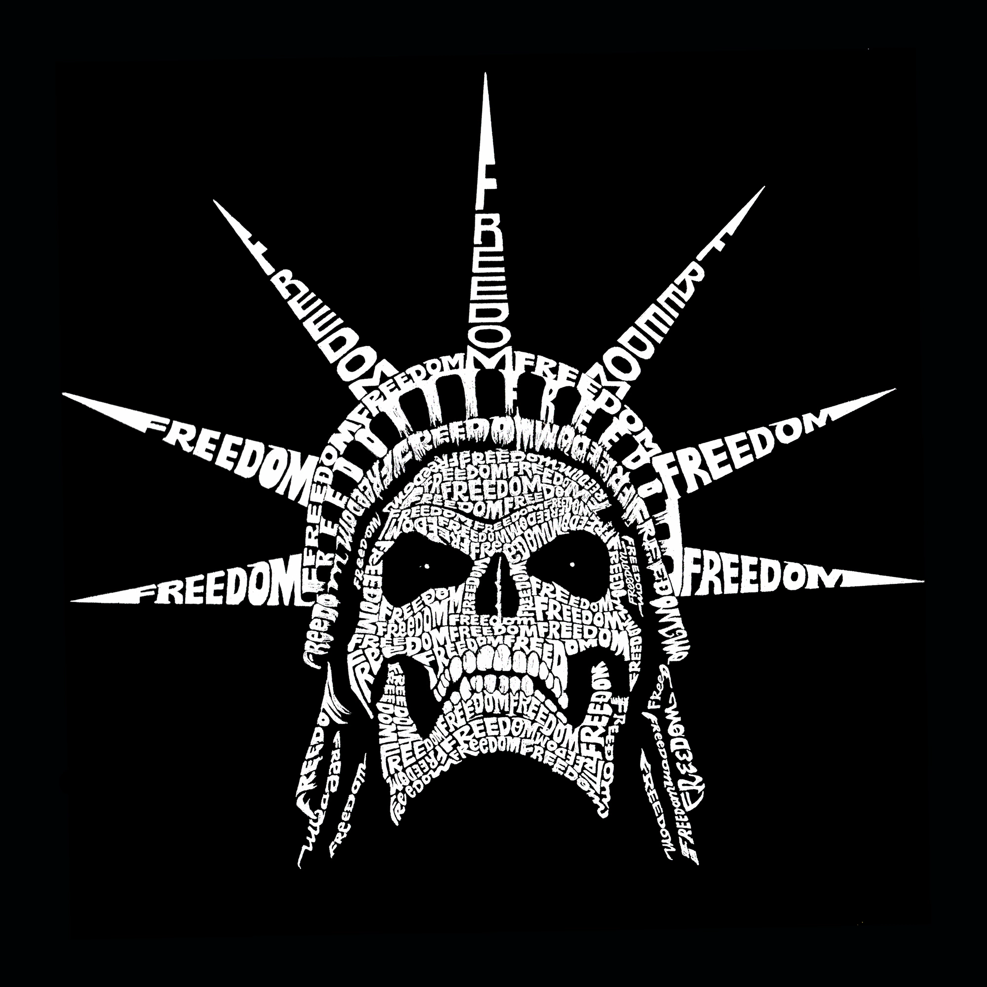 LA Pop Art Freedom Skull - Women's Word Hooded Sweatshirt