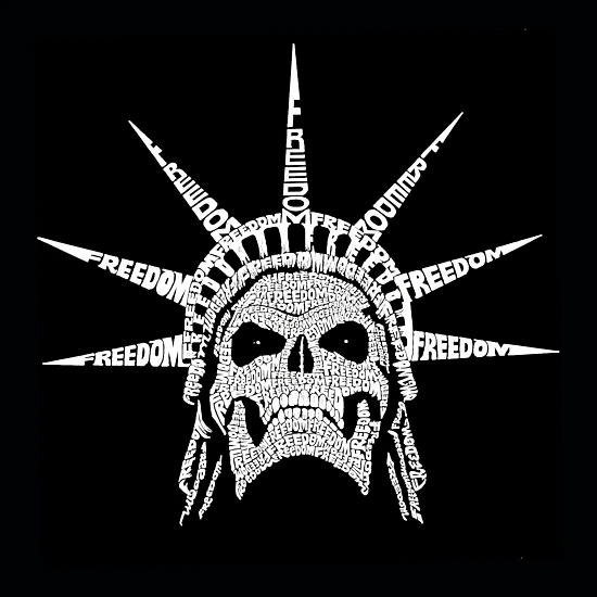 LA Pop Art Freedom Skull - Women's Word Art Crewneck Sweatshirt