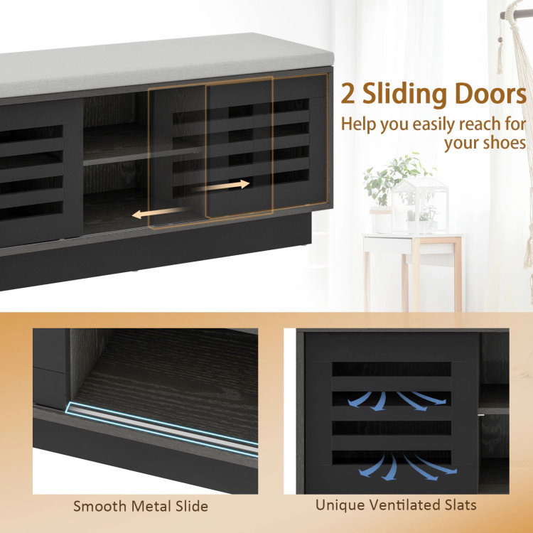 Hivvago Shoe Bench with 6 Storage Compartments and 3 Adjustable Shelves