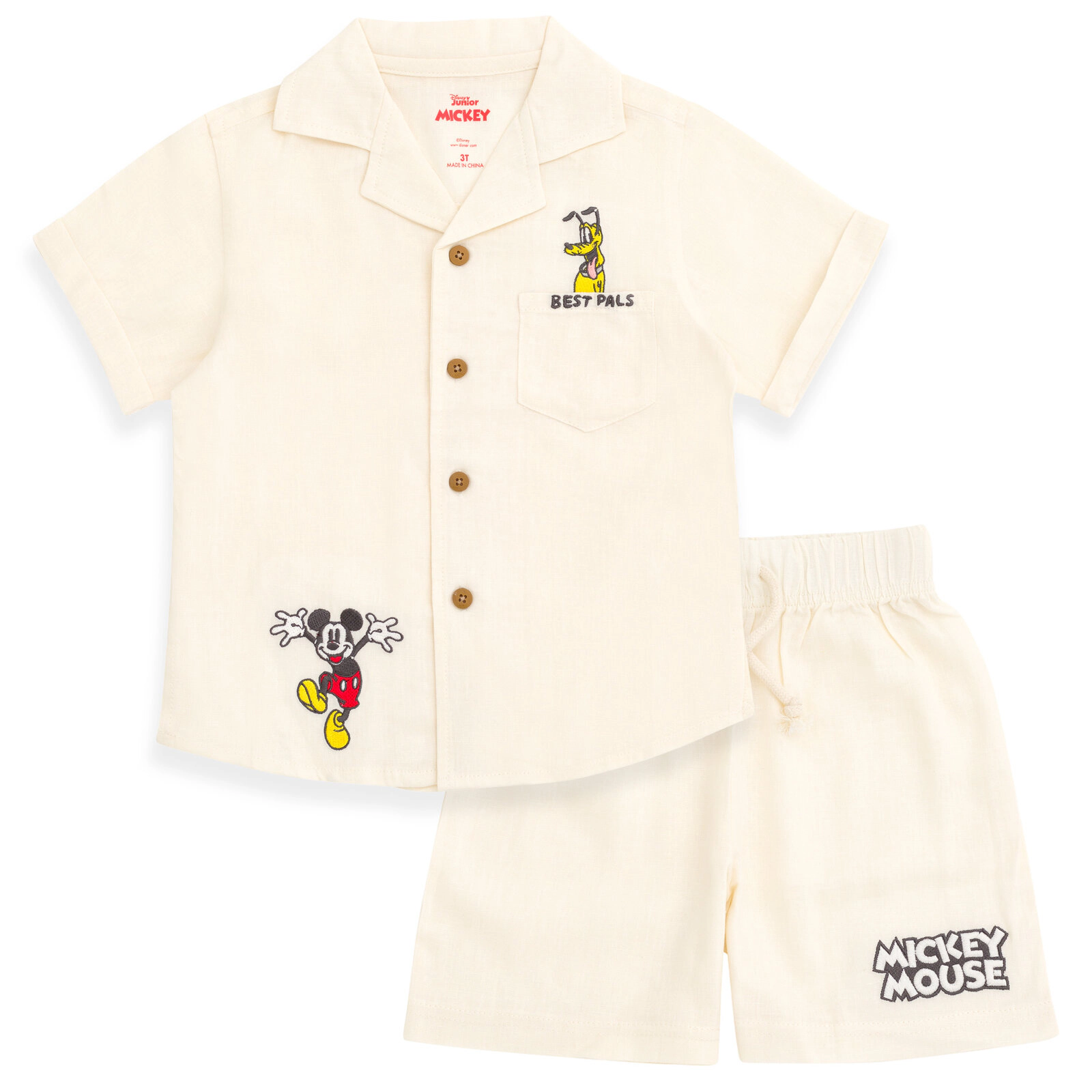 Disney Mickey Mouse Boys' 2-Piece Button-Down Shirt and Shorts Set