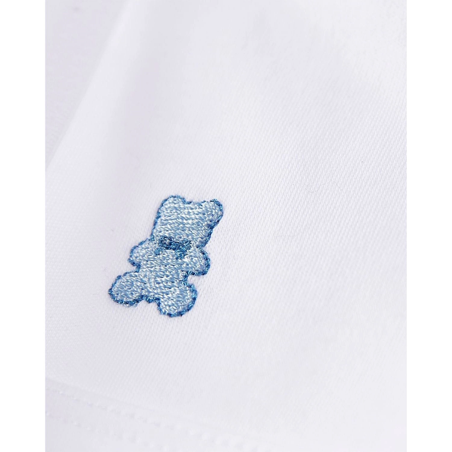 MeMoi 3 Piece Baby Boys 100% Pima Cotton Footie Set with Peter Pan Collar and Teddy Bear Embroidery