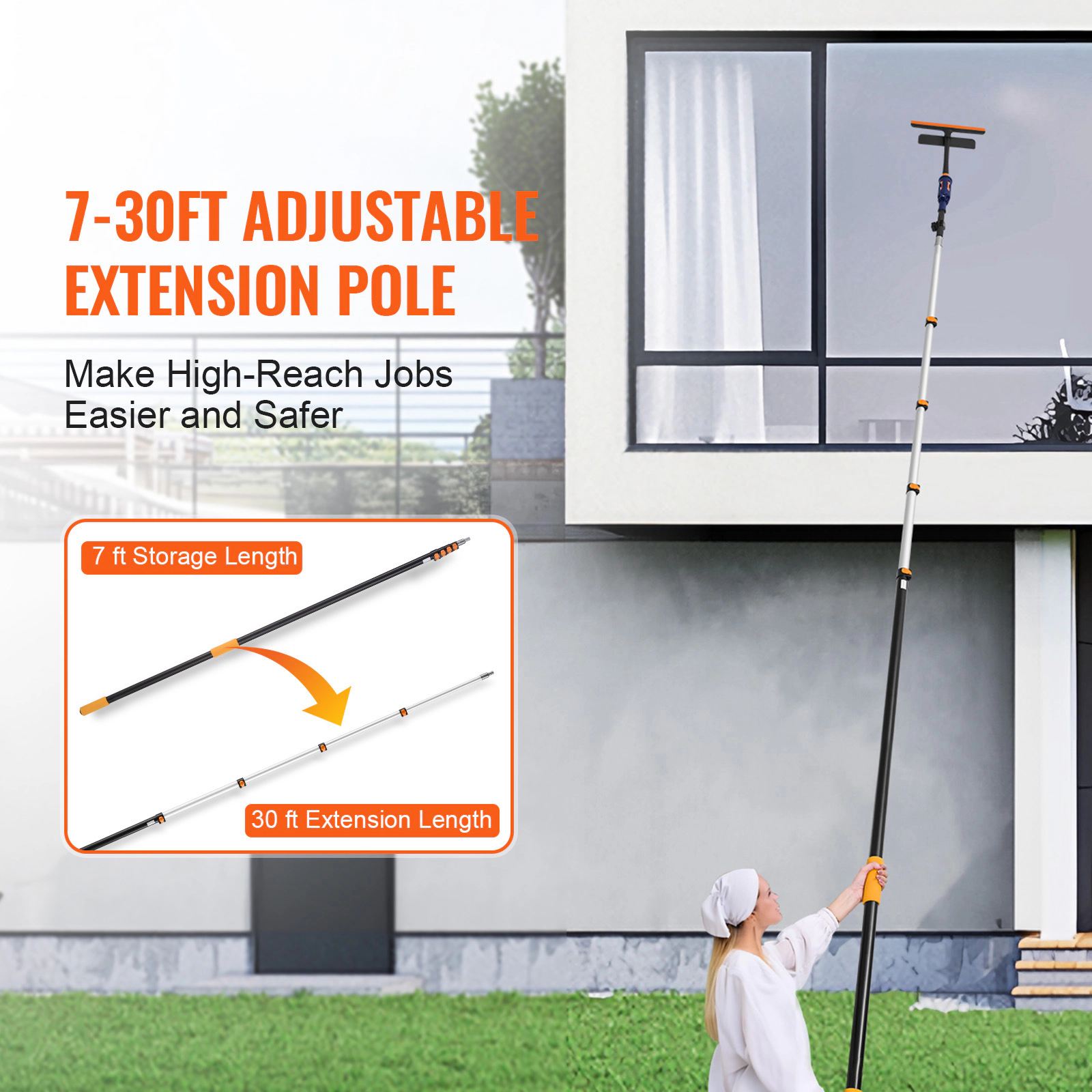 HONGGE Telescoping Pole to Extension Multi-Purpose Sturdy Aluminum Alloy Paint Extendable with Flip-Lock