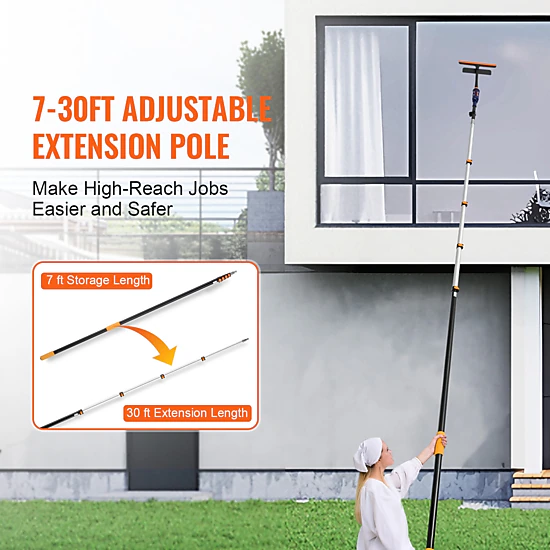 HONGGE Telescoping Pole to Pole Extension Multi-Purpose Pole Sturdy Aluminum Alloy Paint Extendable Pole with Flip-Lock
