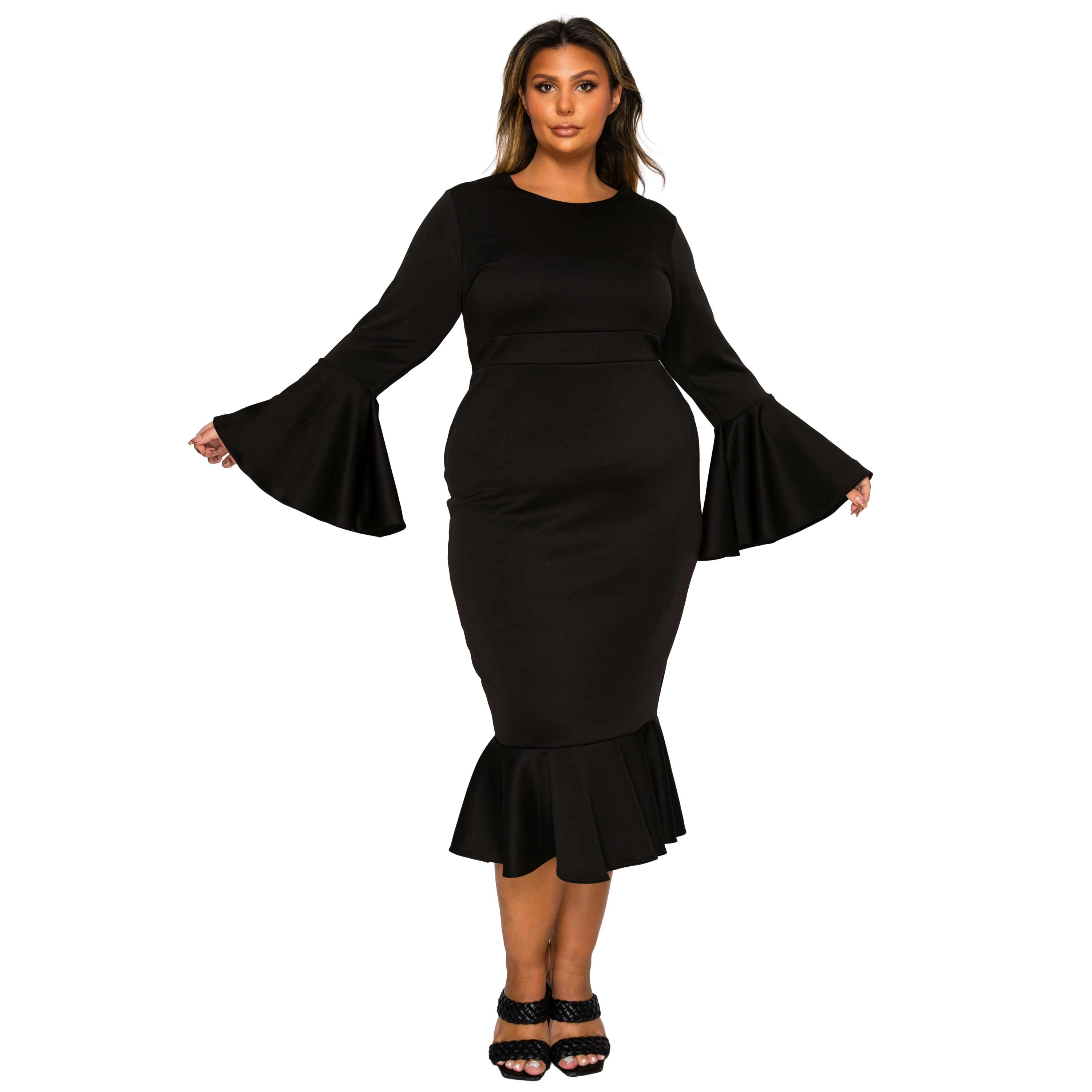 L I V D Women's Plus Sabrina Mermaid Hem Dress