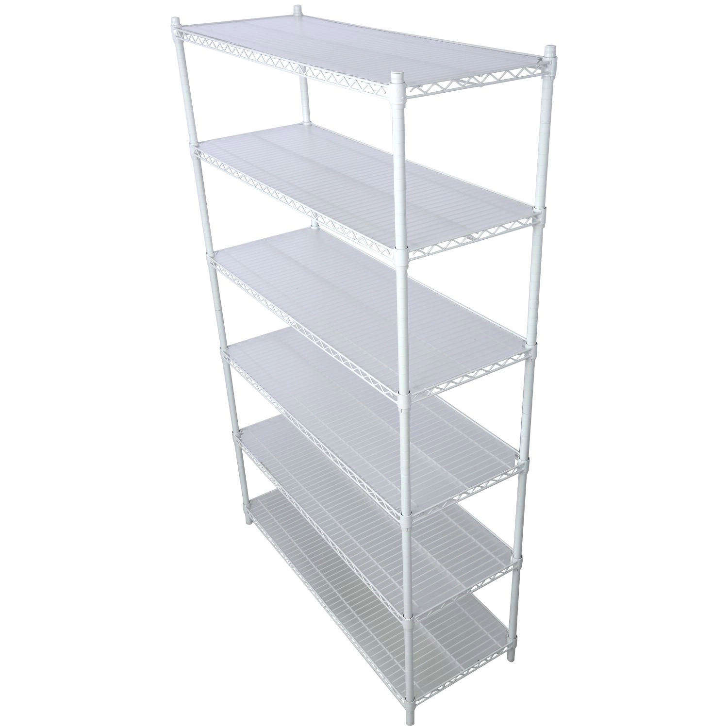 Flynama 6 Tier Wire Shelving 6000lbs 84H x 48L x 20D in NSF with Wheels and Liners for Commercial Utility in White