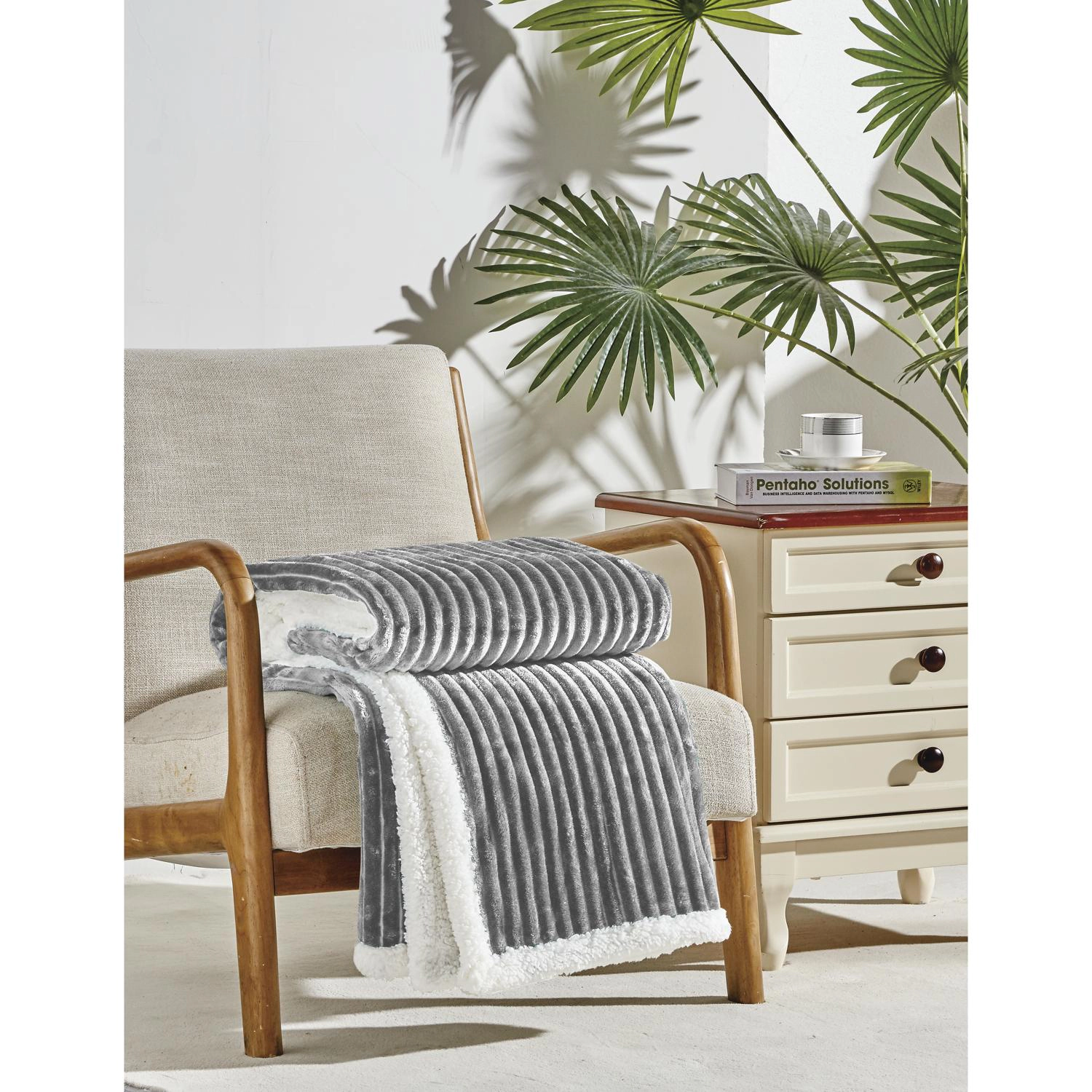 Plazatex Corduroy Faux Sherpa Reverse Throw Blanket - 50x60