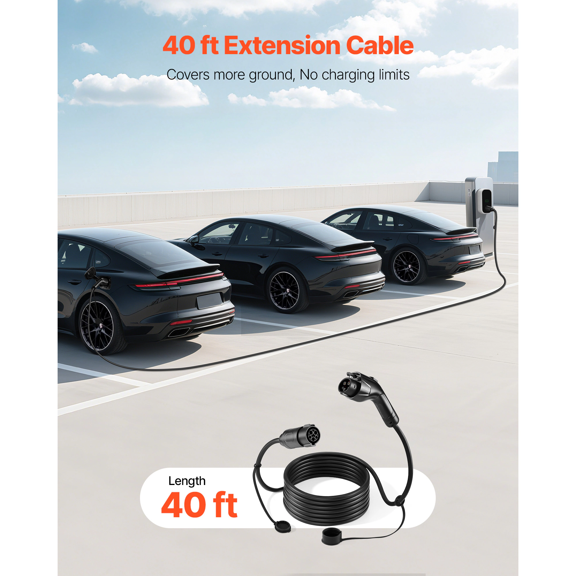HONGGE EV Charger Extension Cable Extension Cord with 240V Level Cable with Carrying Bag