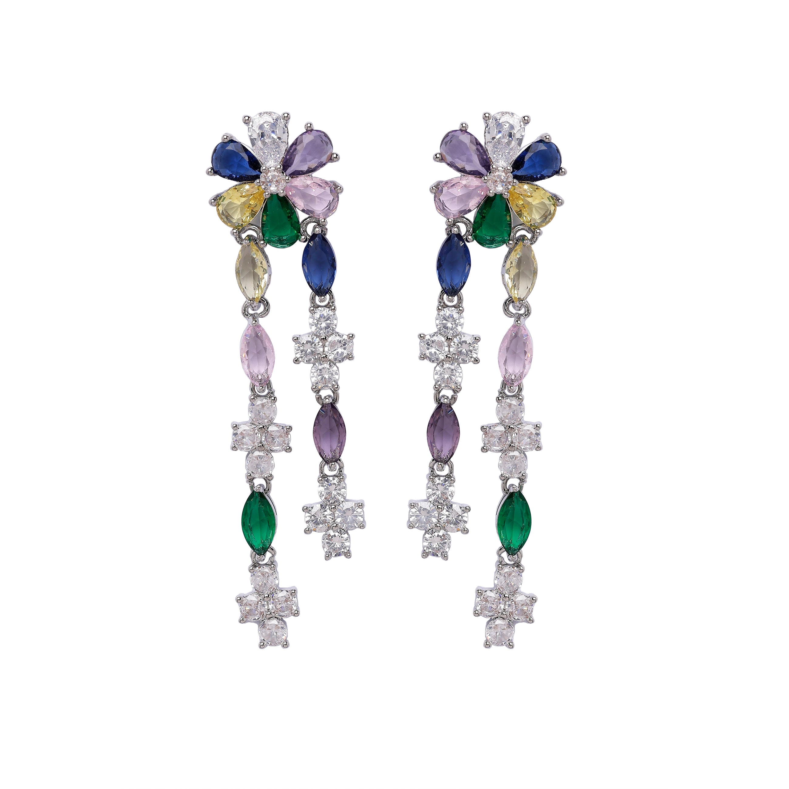 AGP PARIS Womens Multi-colored Floral Dangle Drop Earrings
