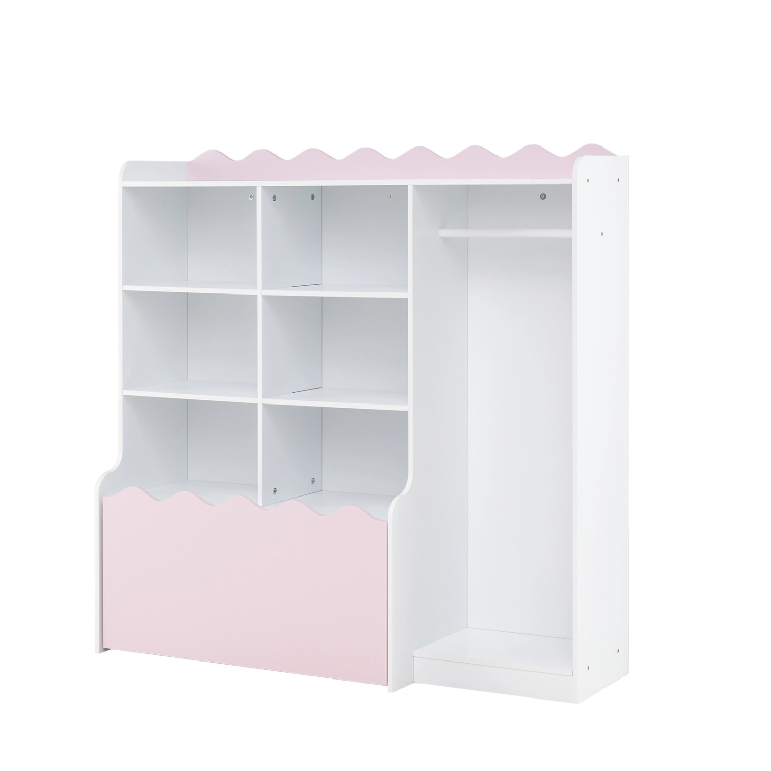 Hivvago Kids Toy Storage Organizer Children Dress up Closet Wardrobe with Clothing Rack